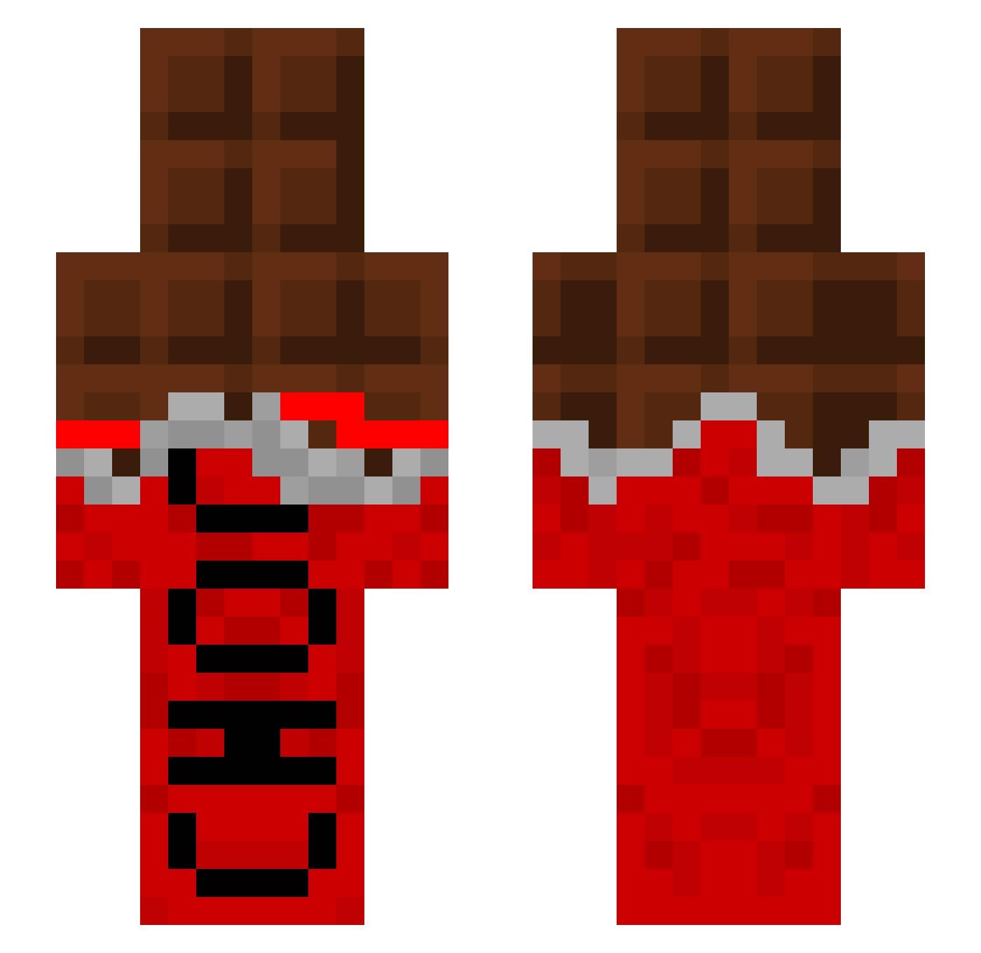 Priortox Minecraft skin, front and back view