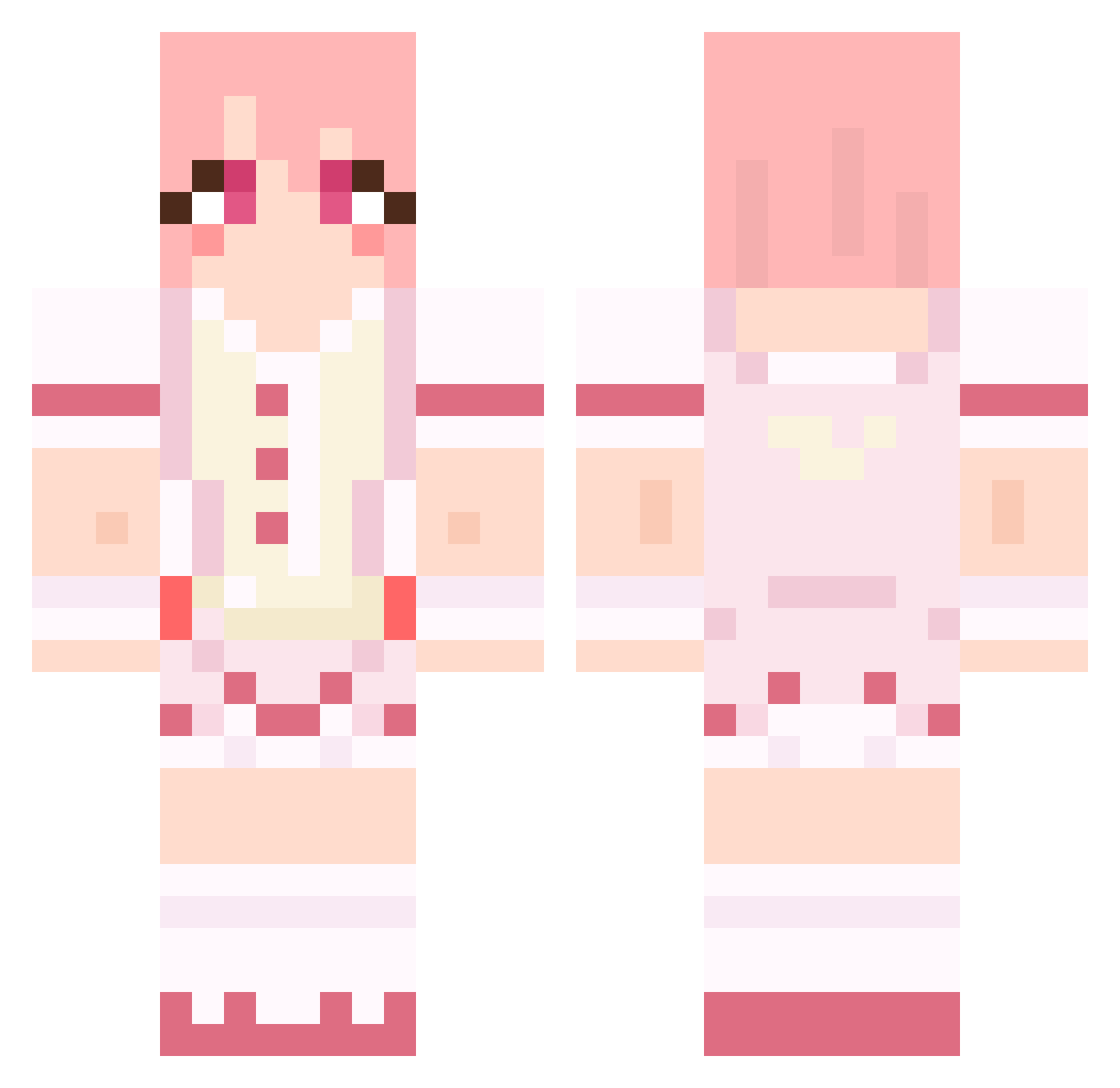 Evaluated Minecraft skin, front and back view