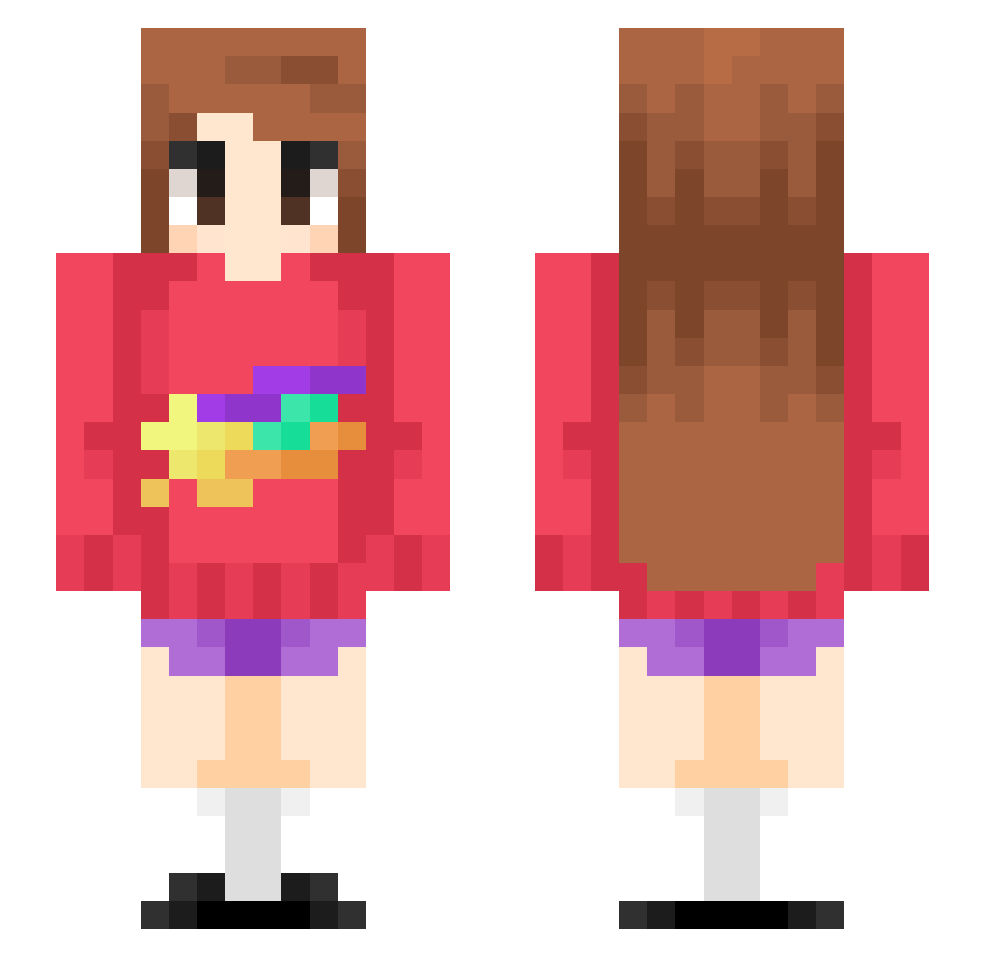 Faffina Minecraft skin, front and back view
