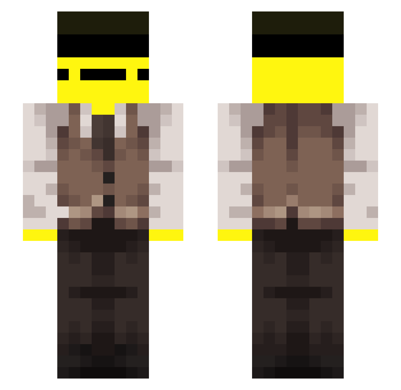 ThevilO Minecraft skin, front and back view
