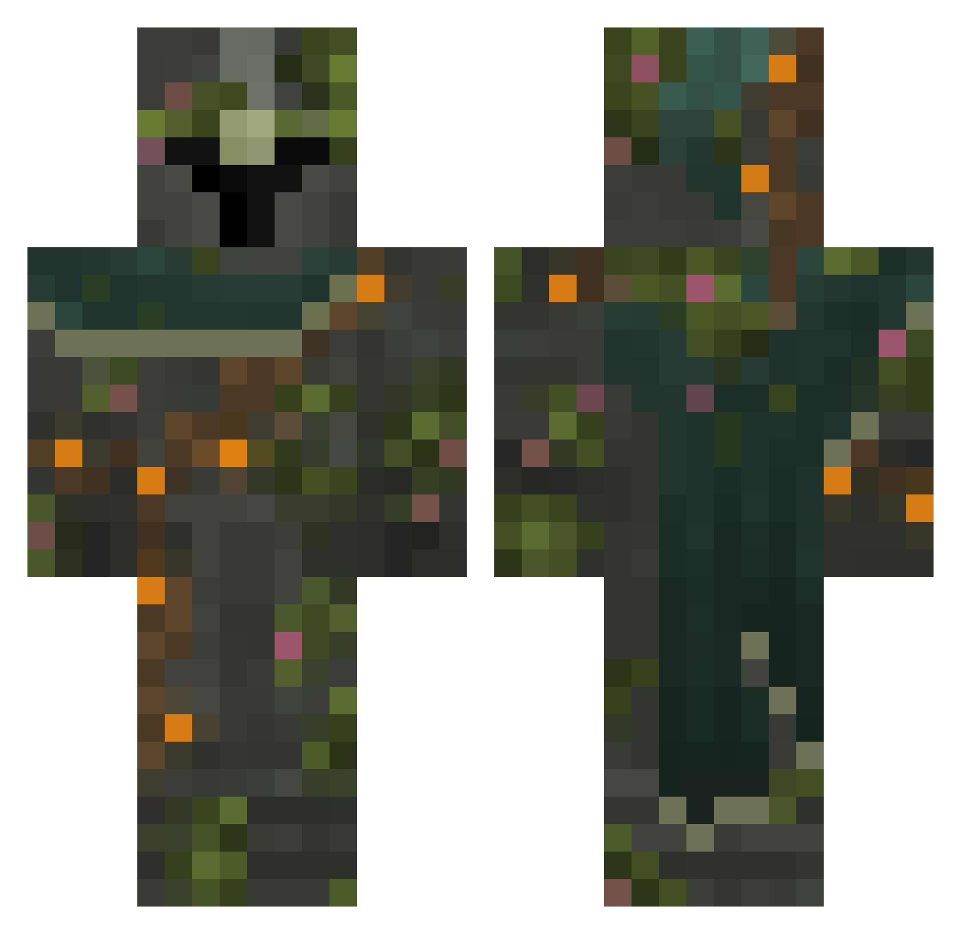 Clckwxrk Minecraft skin, front and back view