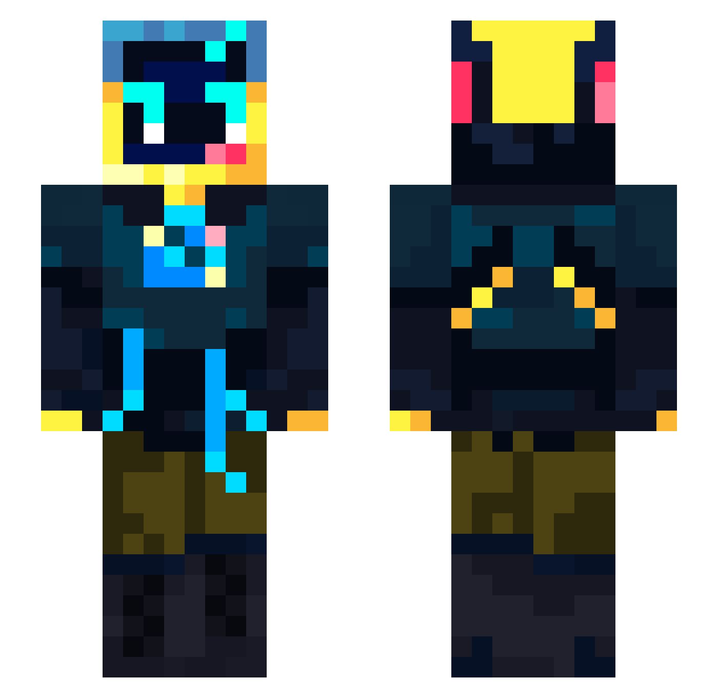 skraktech Minecraft skin, front and back view
