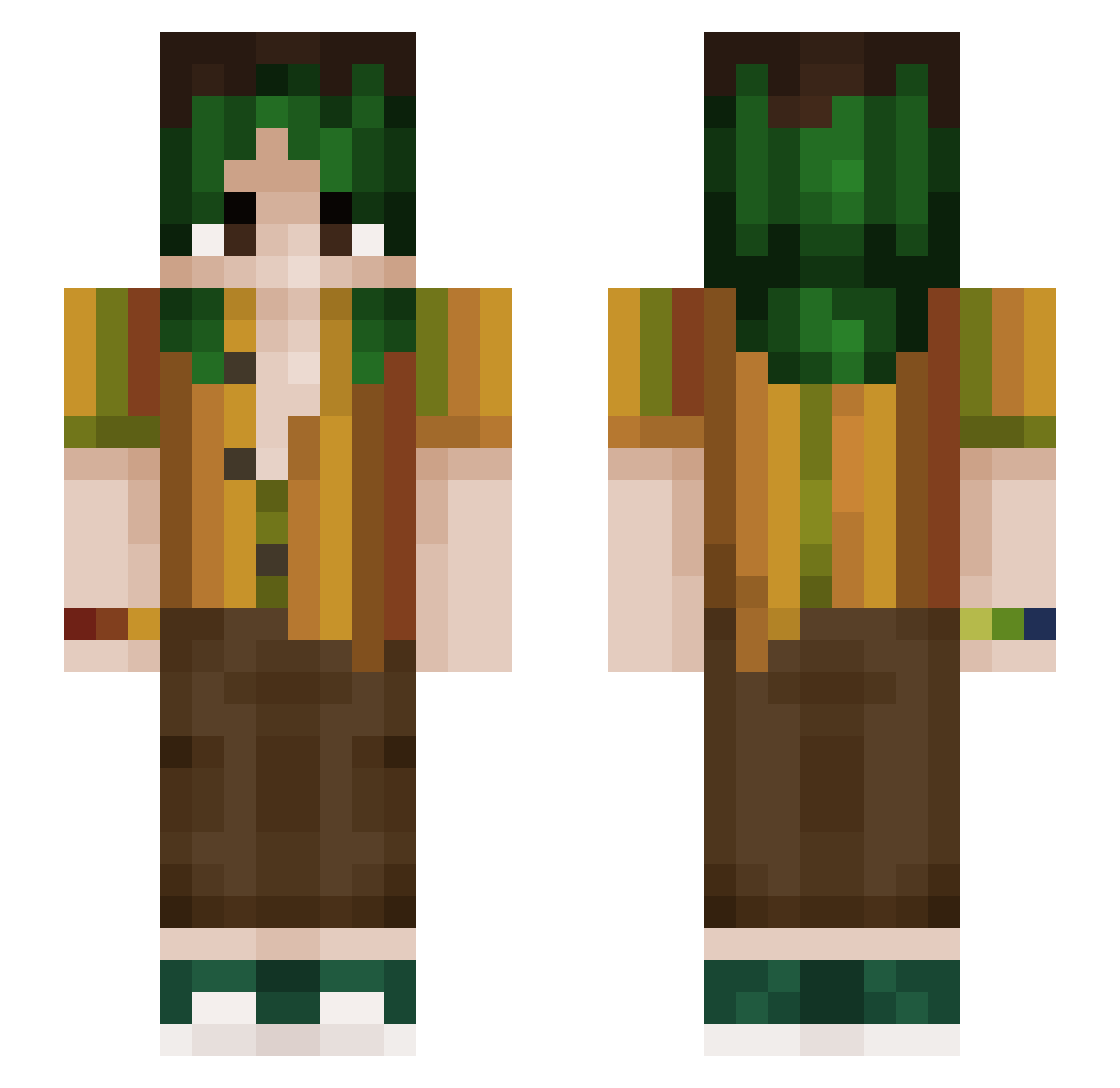 Manted Minecraft skin, front and back view