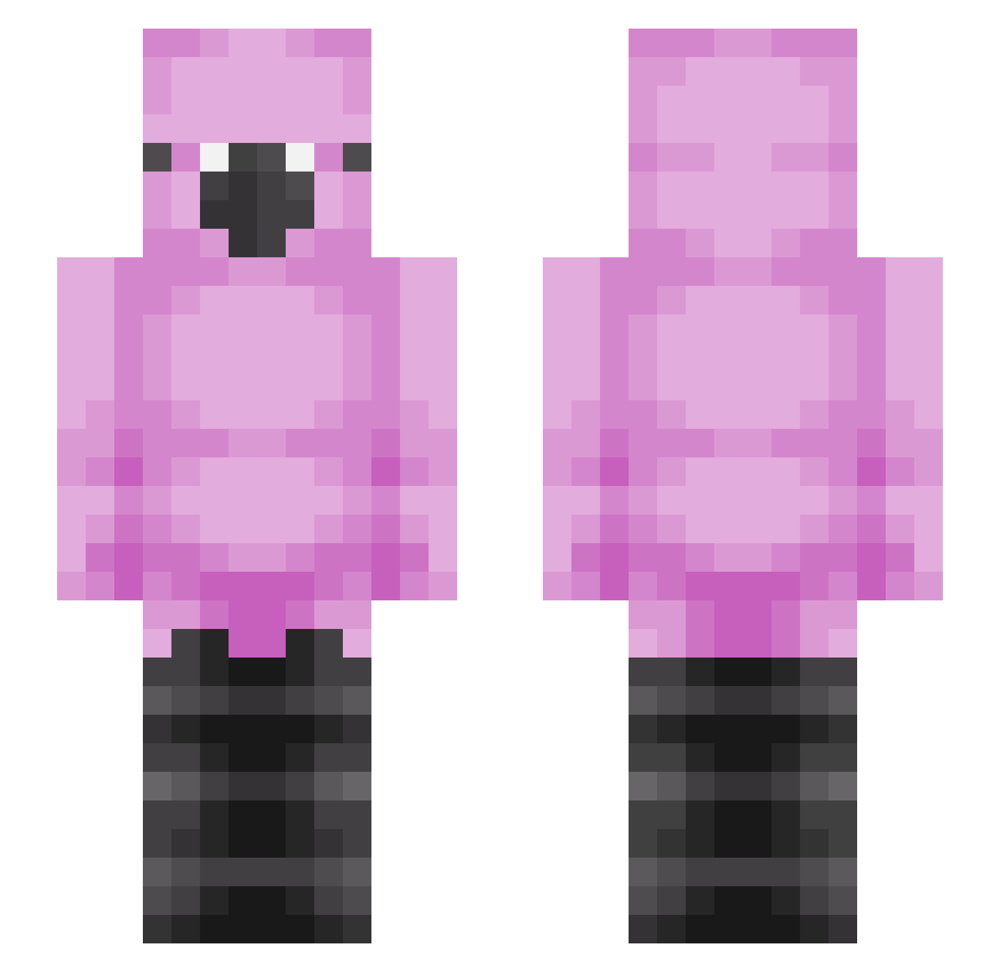 Nisey Minecraft skin, front and back view