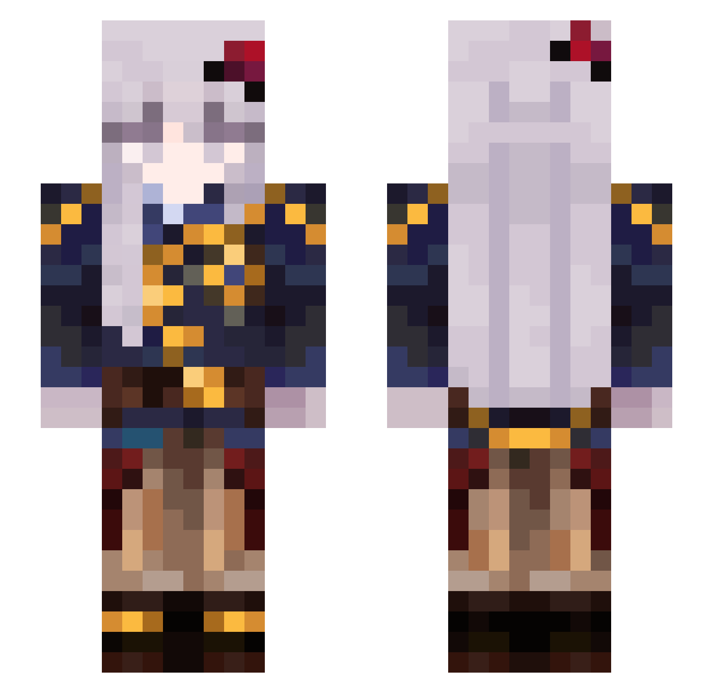 BusheHka Minecraft skin, front and back view