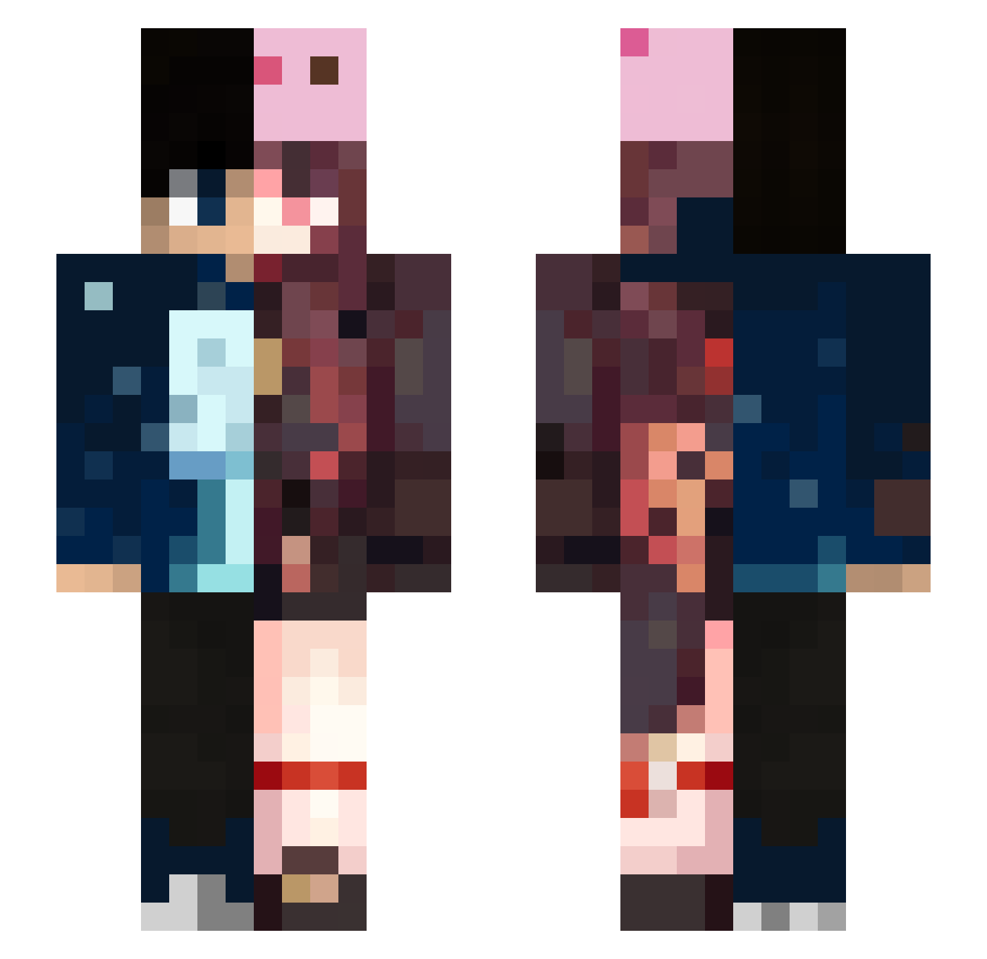 hzs Minecraft skin, front and back view
