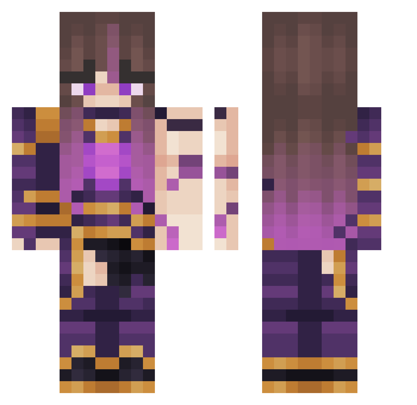 Sxyoko Minecraft skin, front and back view