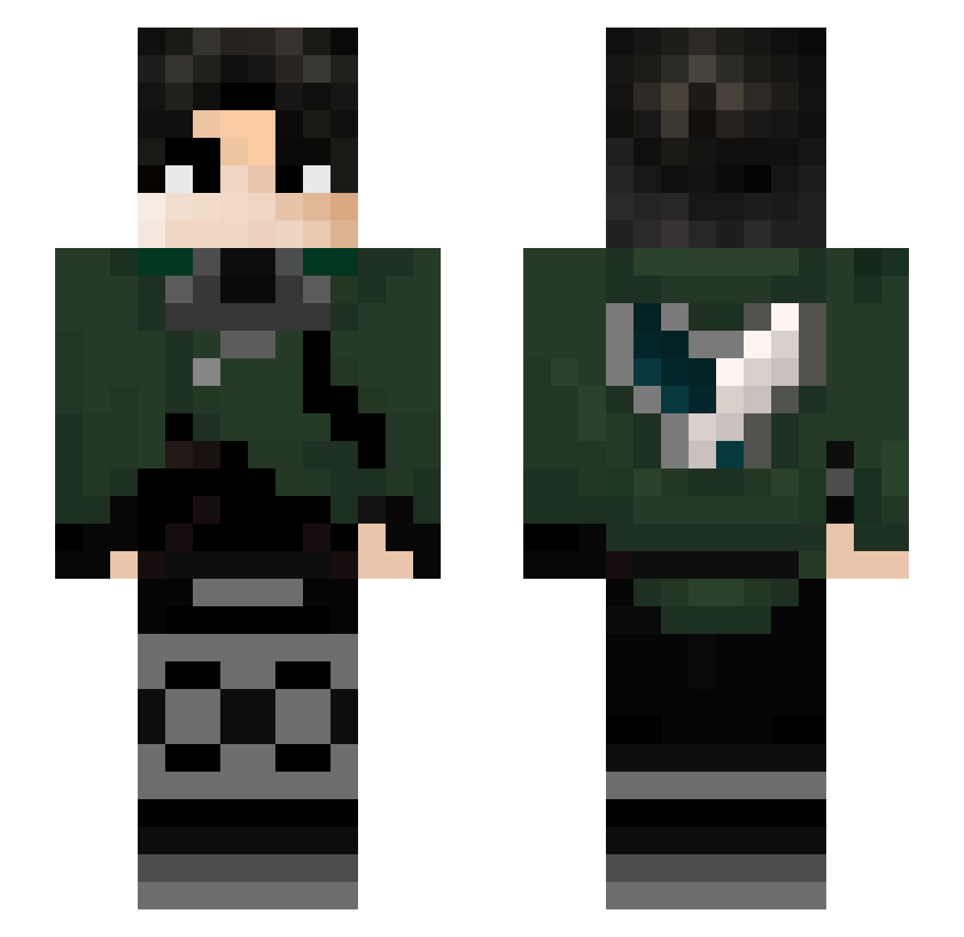 Hotonao Minecraft skin, front and back view