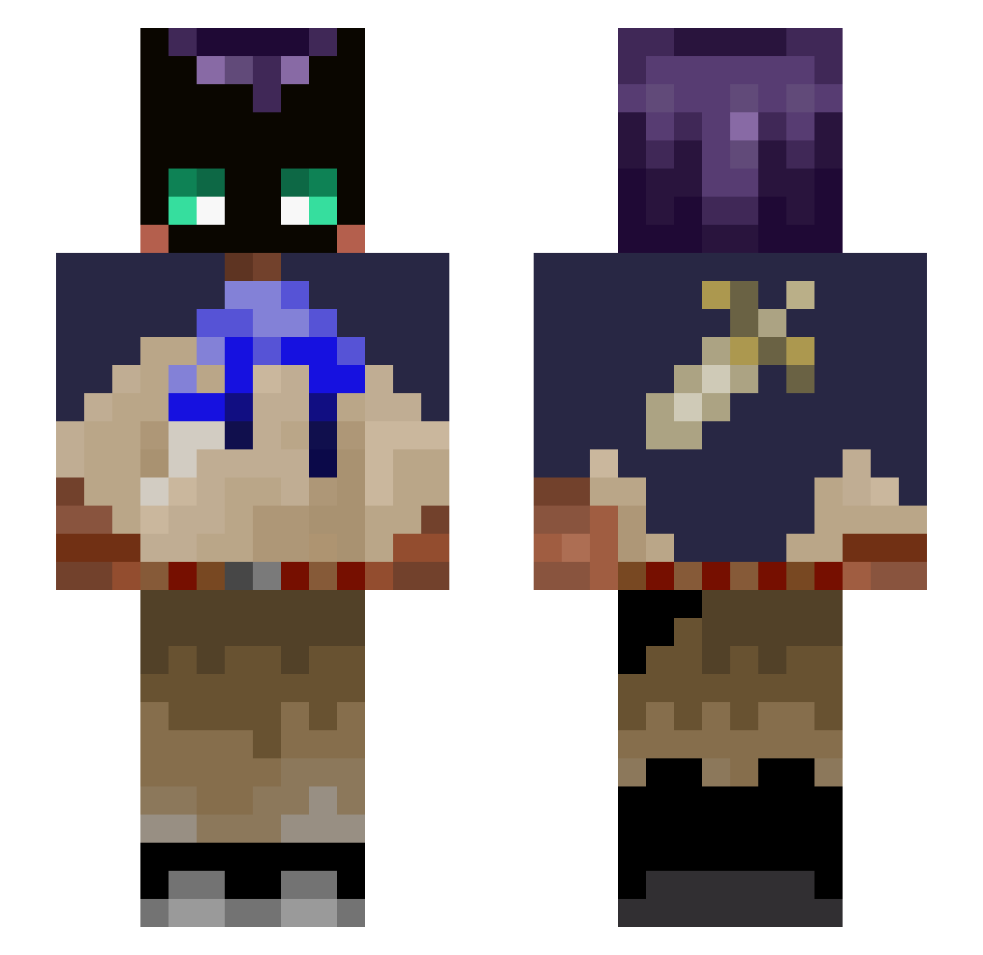Sentient_Lamp_ Minecraft skin, front and back view