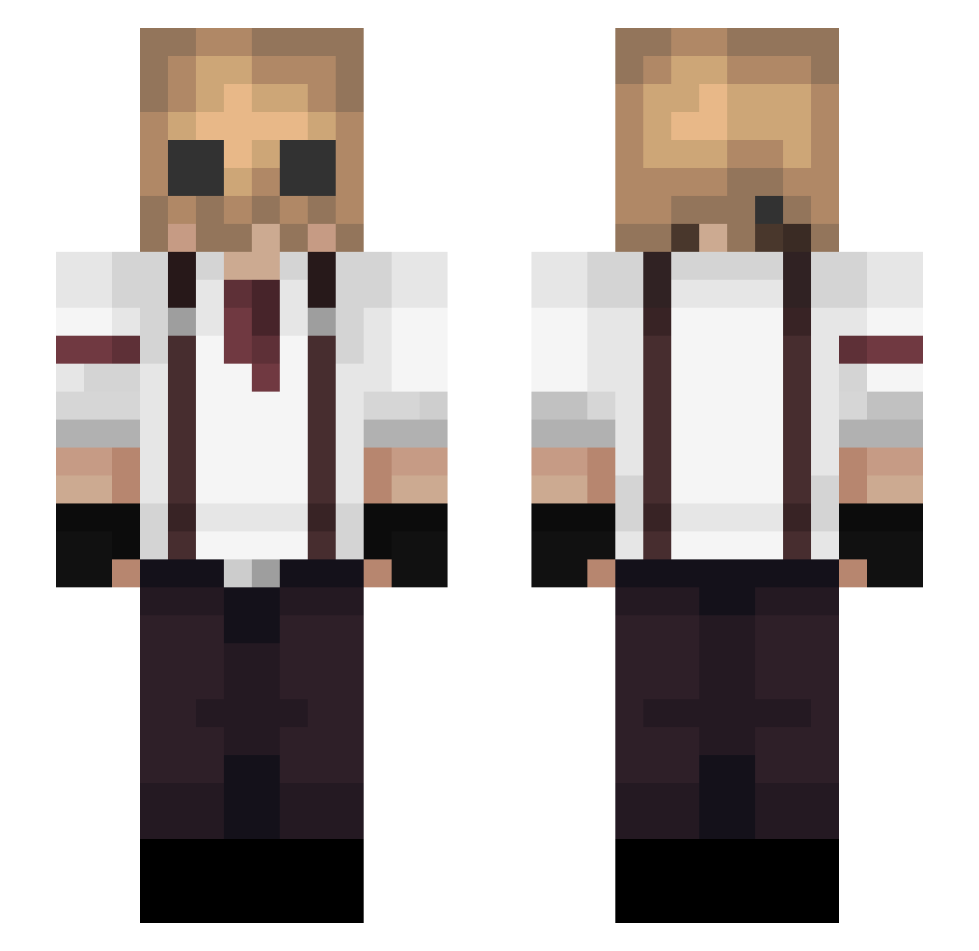StarrBomba Minecraft skin, front and back view