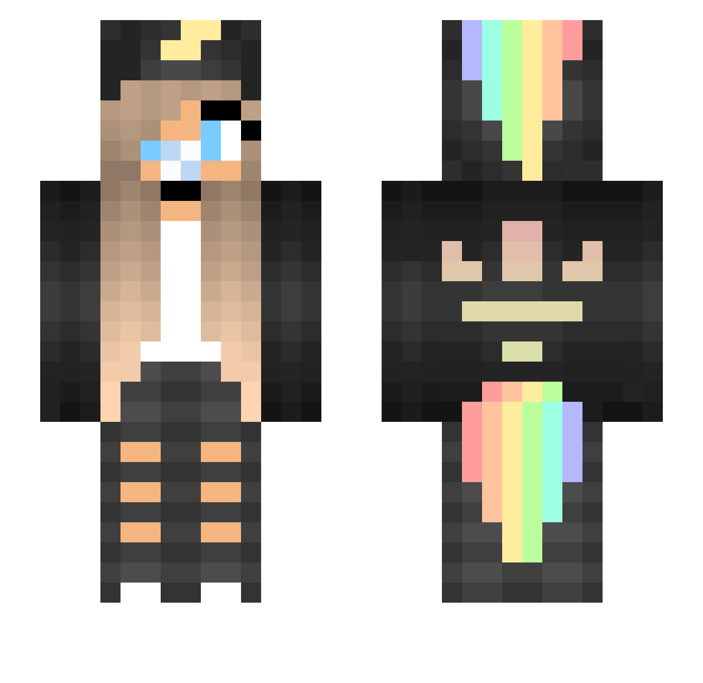 Wolfje36 Minecraft skin, front and back view