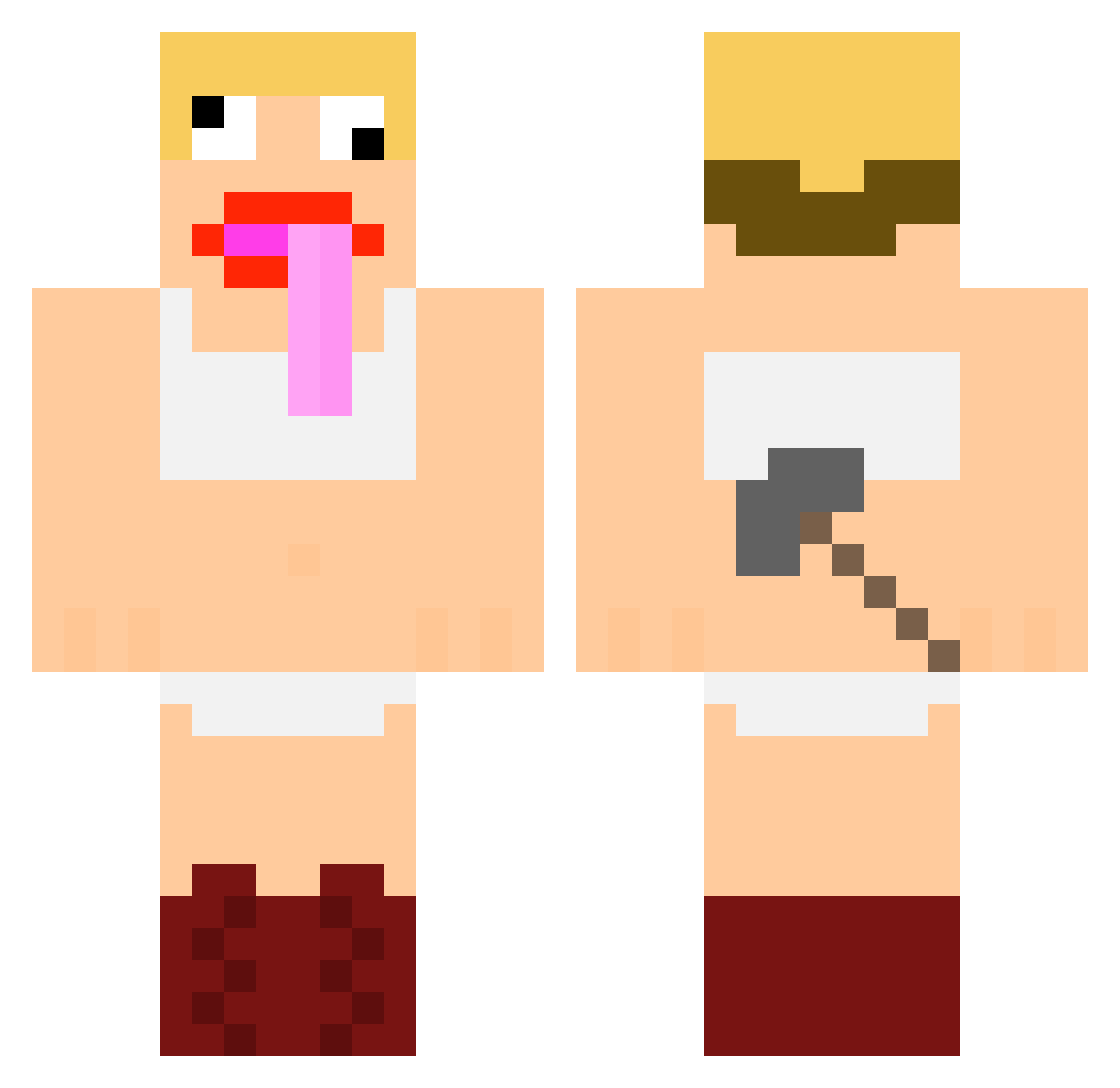 Incomplex Minecraft skin, front and back view