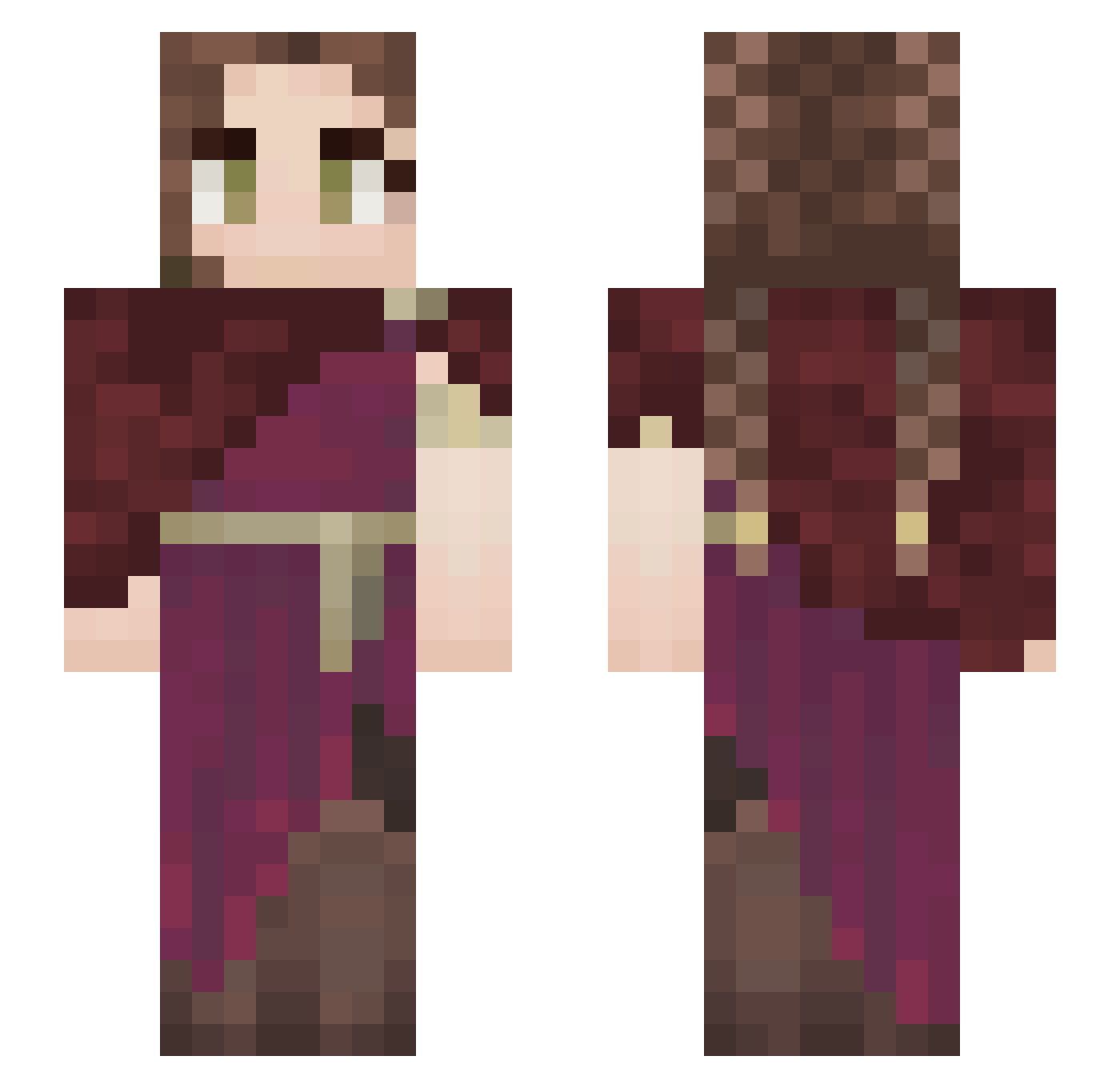 Cassida Minecraft skin, front and back view