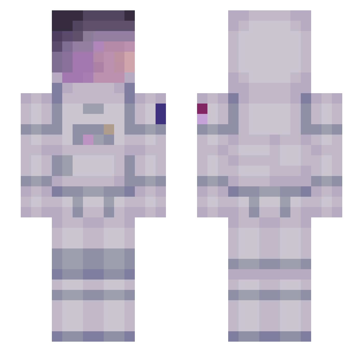 oStqrless Minecraft skin, front and back view