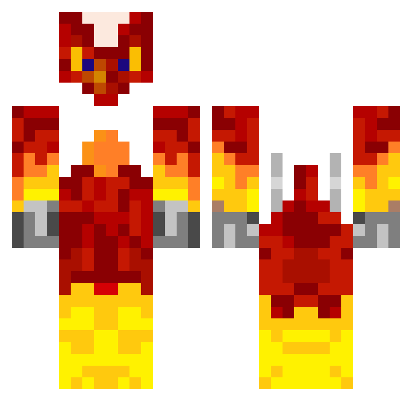 Diedara Minecraft skin, front and back view