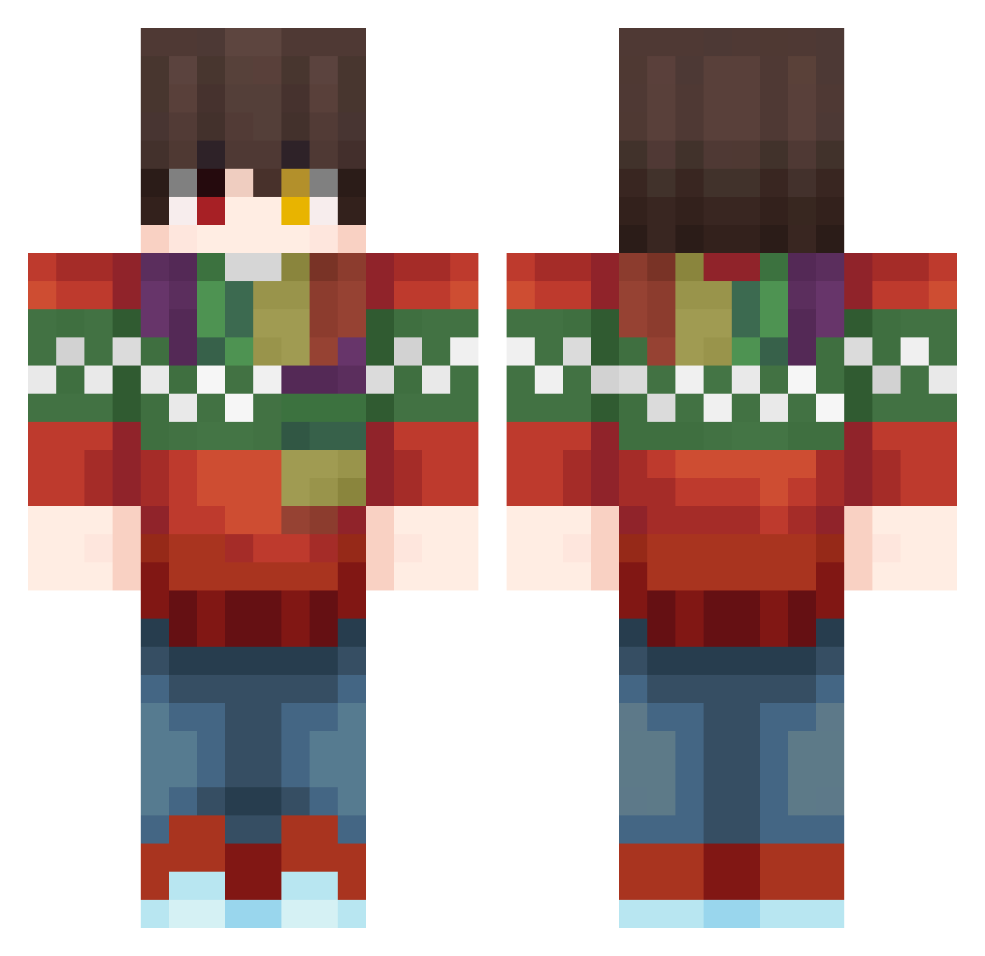 CaptFin Minecraft skin, front and back view