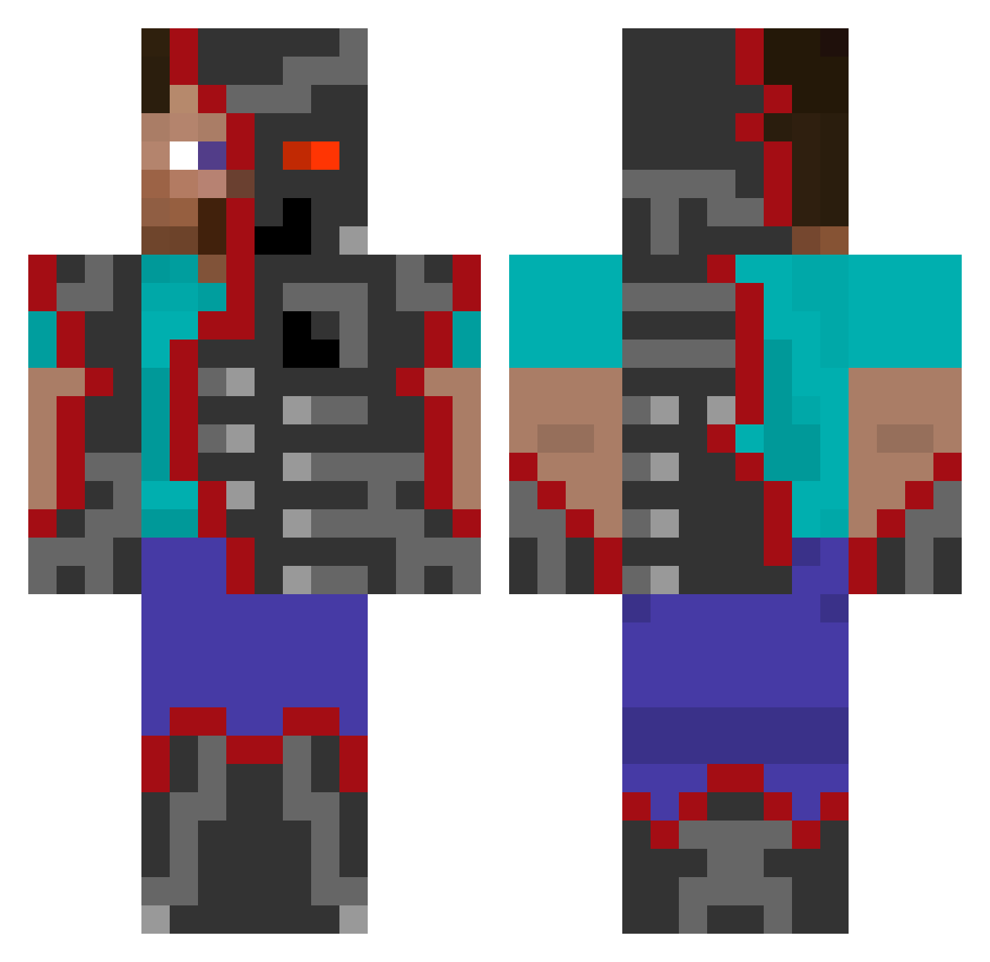 Poria Minecraft skin, front and back view