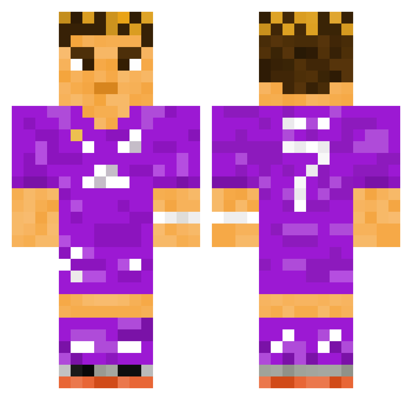 Poldz Minecraft skin, front and back view