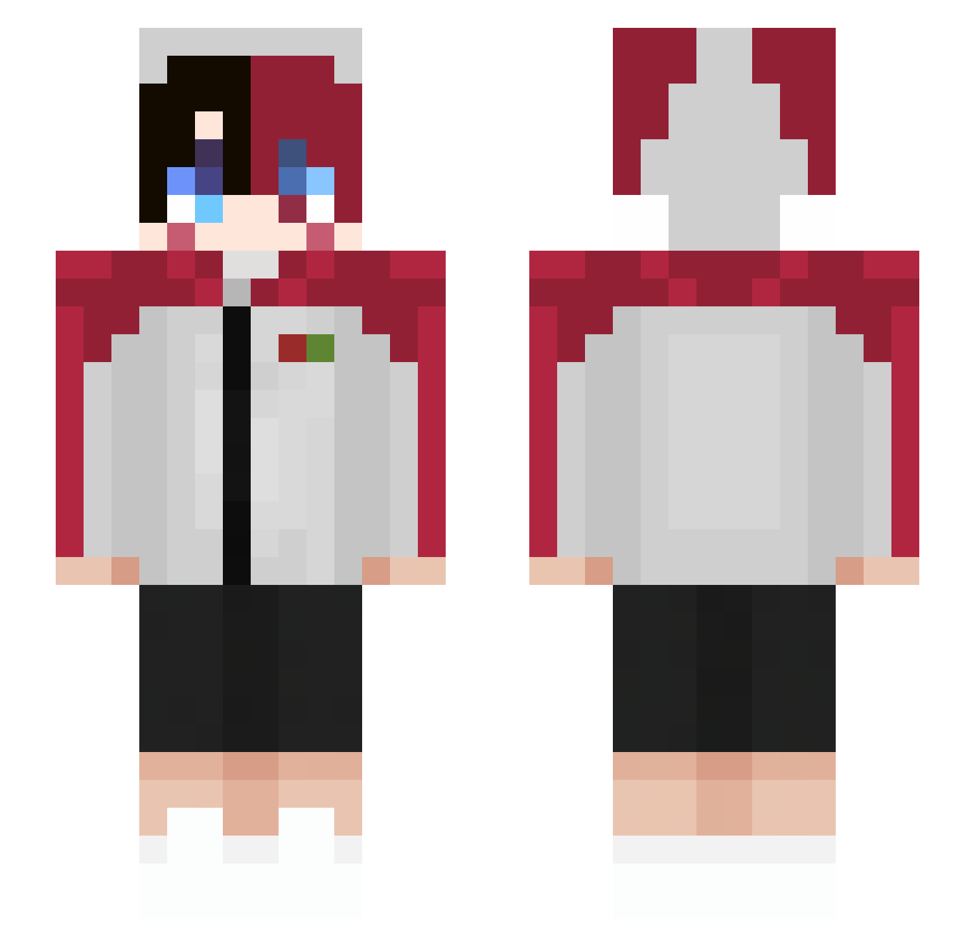 cybergue Minecraft skin, front and back view