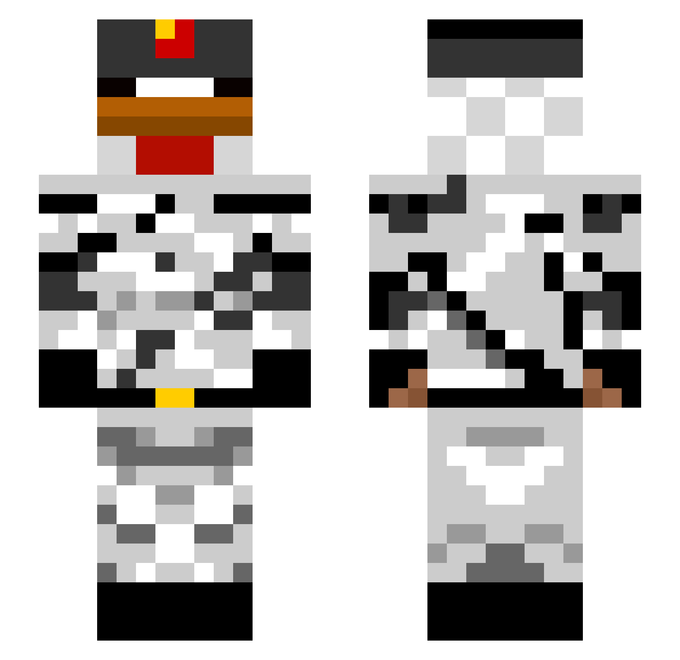 Valucoss Minecraft skin, front and back view