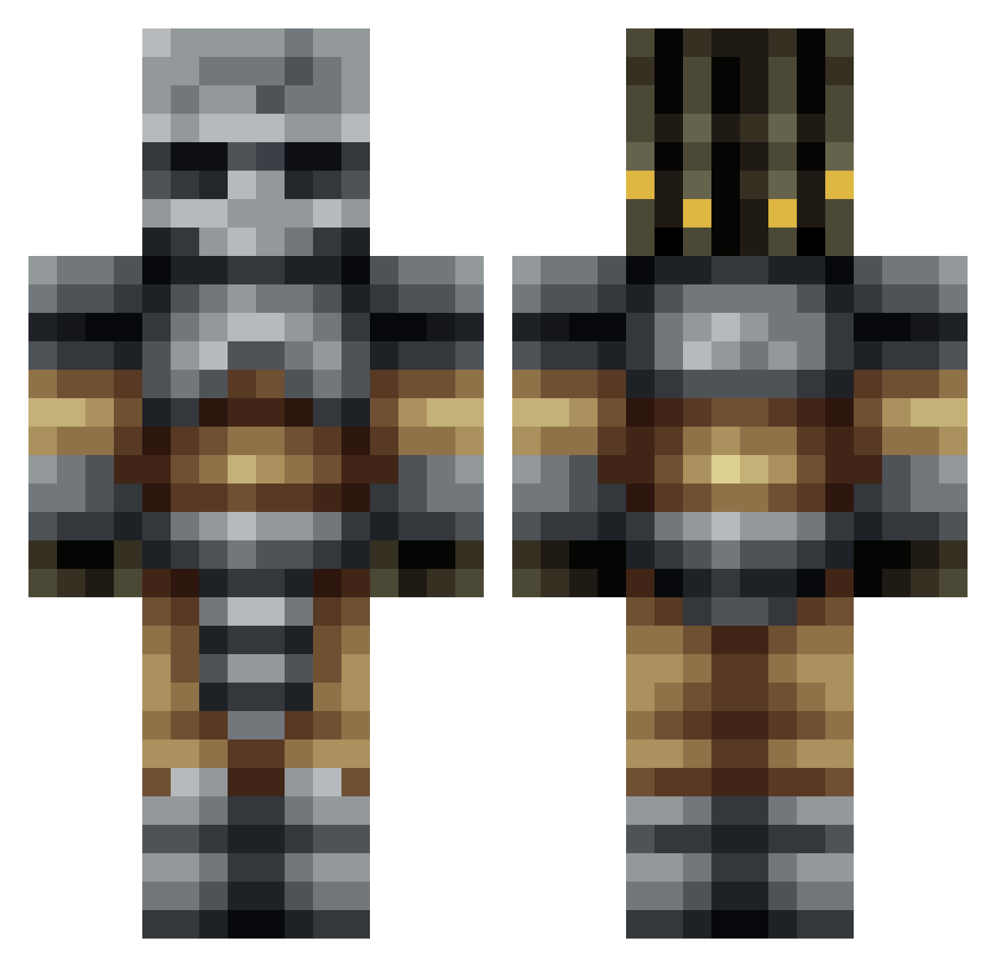 metrallas Minecraft skin, front and back view