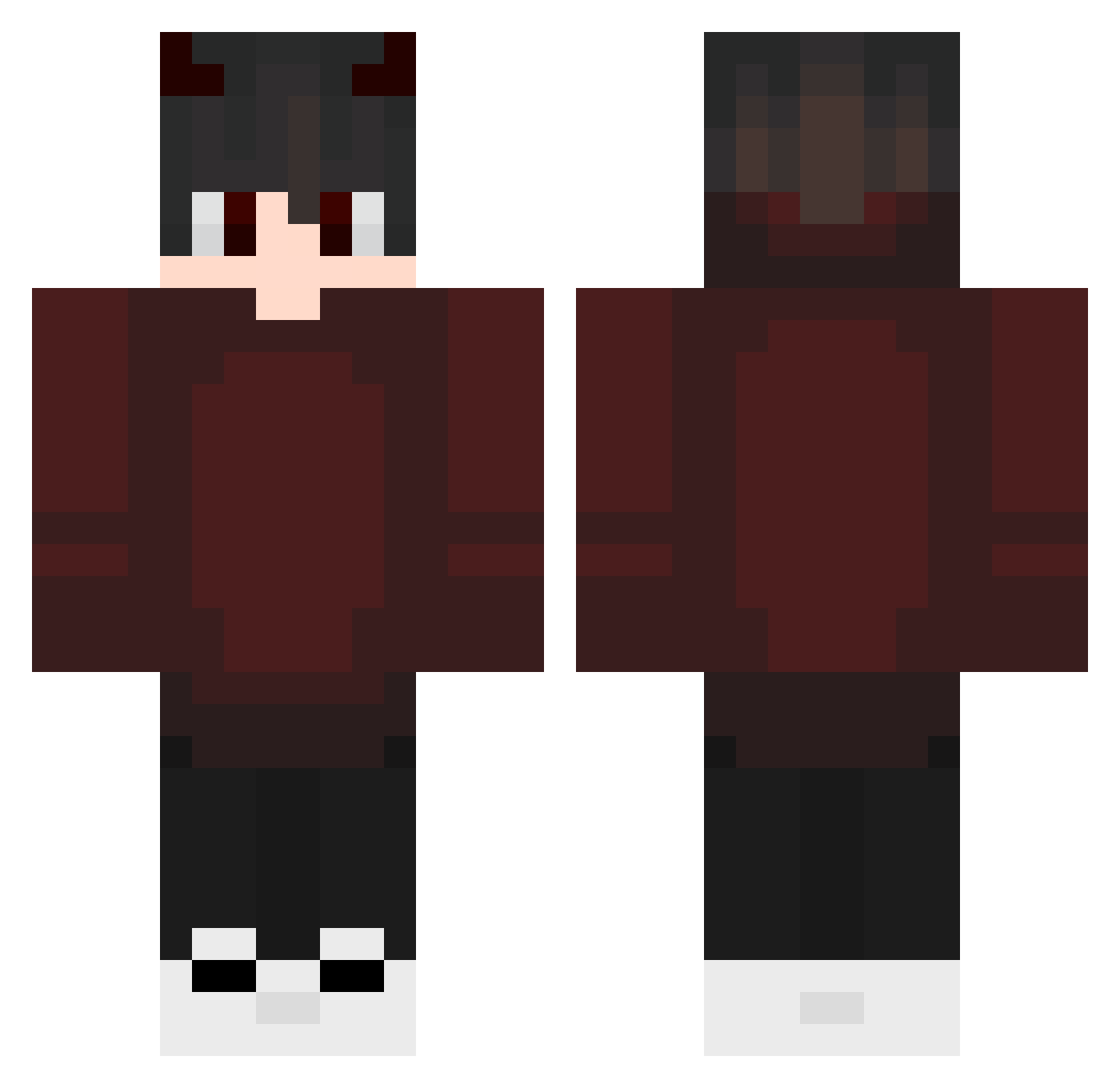 zBlinds Minecraft skin, front and back view