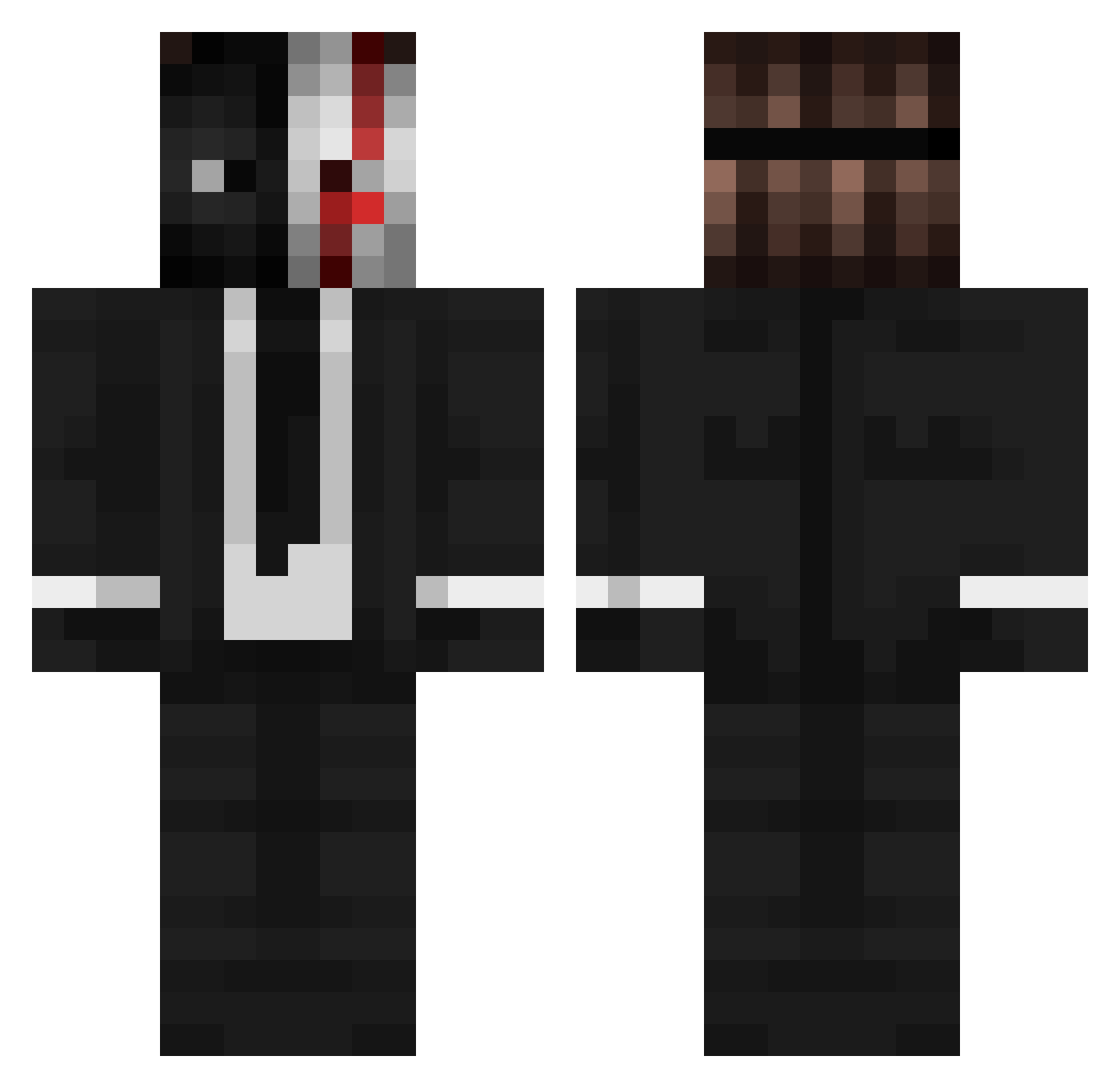 Unwatchable Minecraft skin, front and back view
