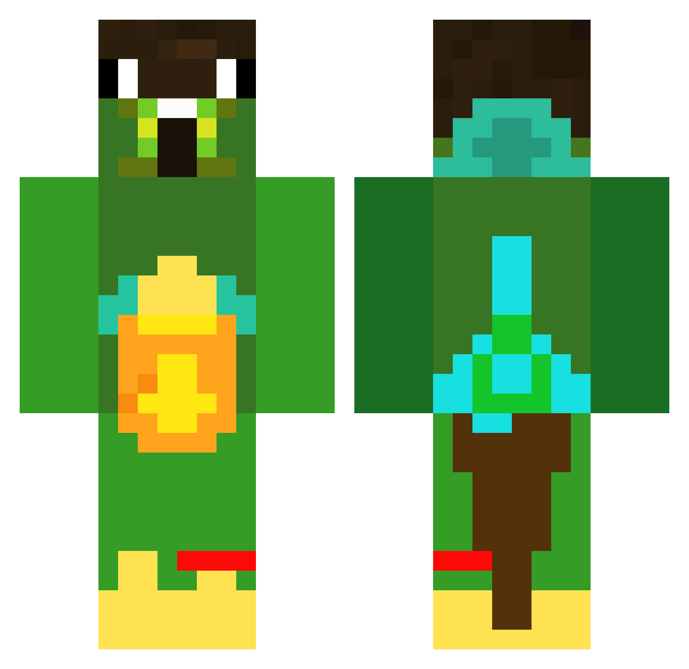 ZealotKnight Minecraft skin, front and back view