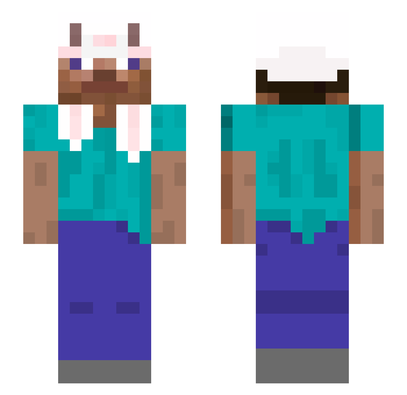 Rikkawa Minecraft skin, front and back view