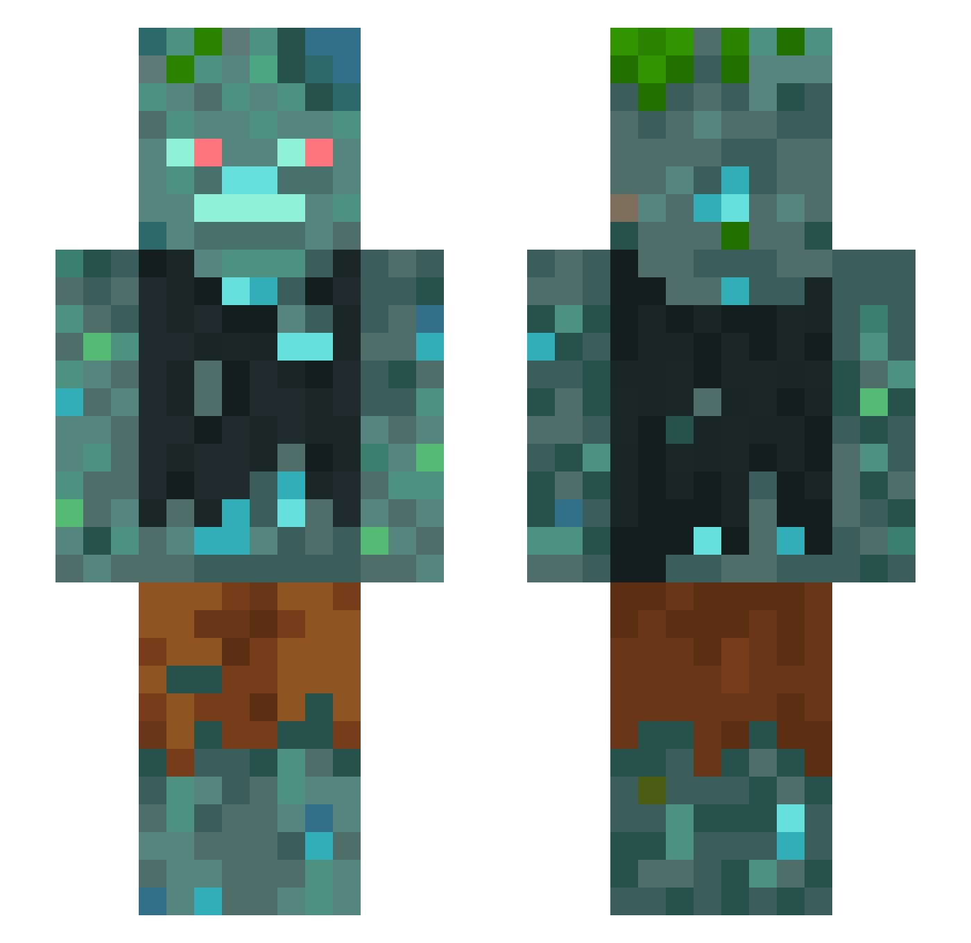 Mr_Roeboto Minecraft skin, front and back view
