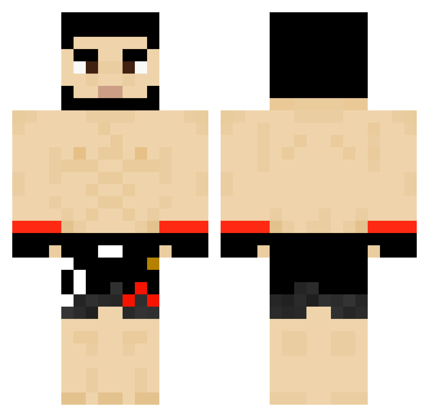 Dultie Minecraft skin, front and back view