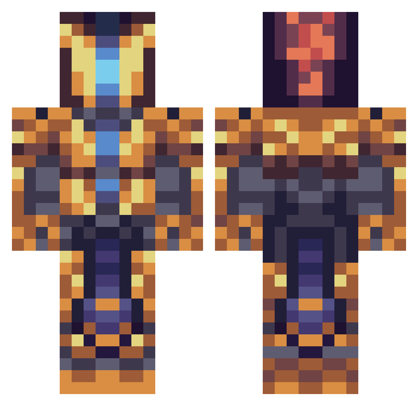 boom058 Minecraft skin, front and back view