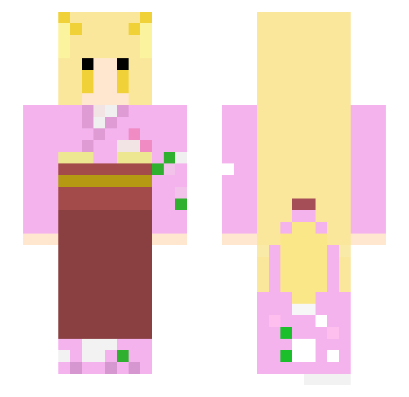 Yuzukonohana Minecraft skin, front and back view
