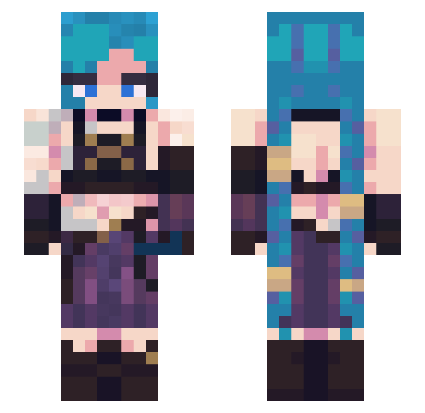 Klyderschrank Minecraft skin, front and back view