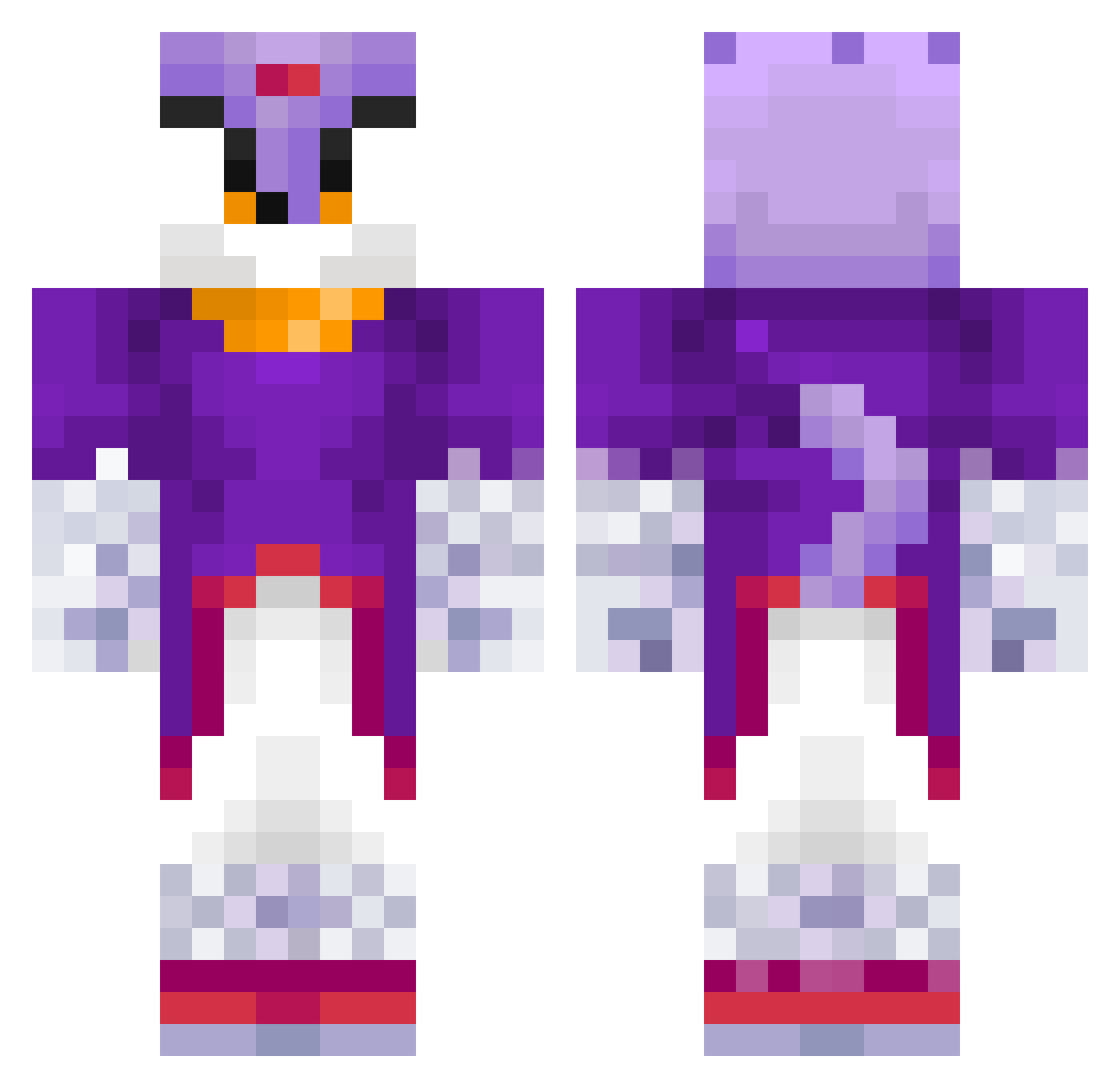 EatTheMango Minecraft skin, front and back view