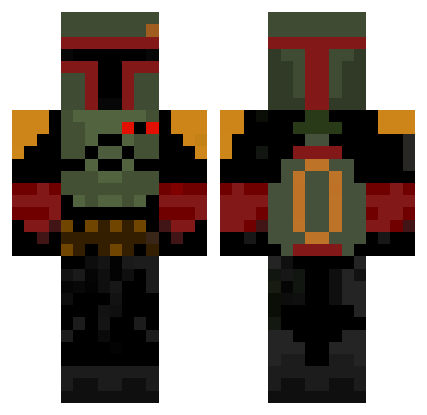 Pipez95 Minecraft skin, front and back view