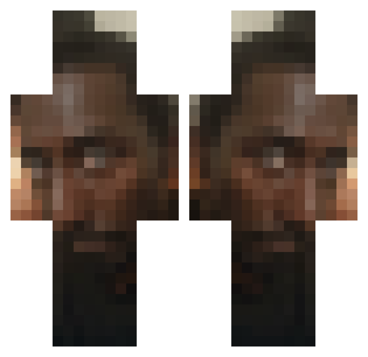 toeeknee Minecraft skin, front and back view