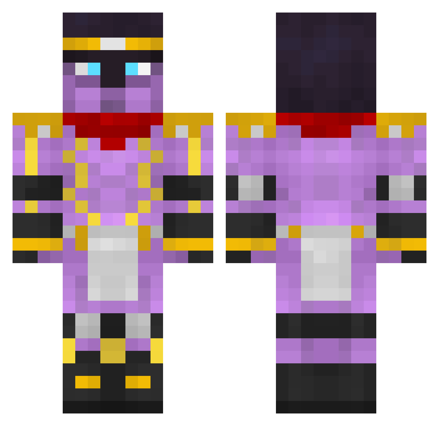 Tourtoise Minecraft skin, front and back view