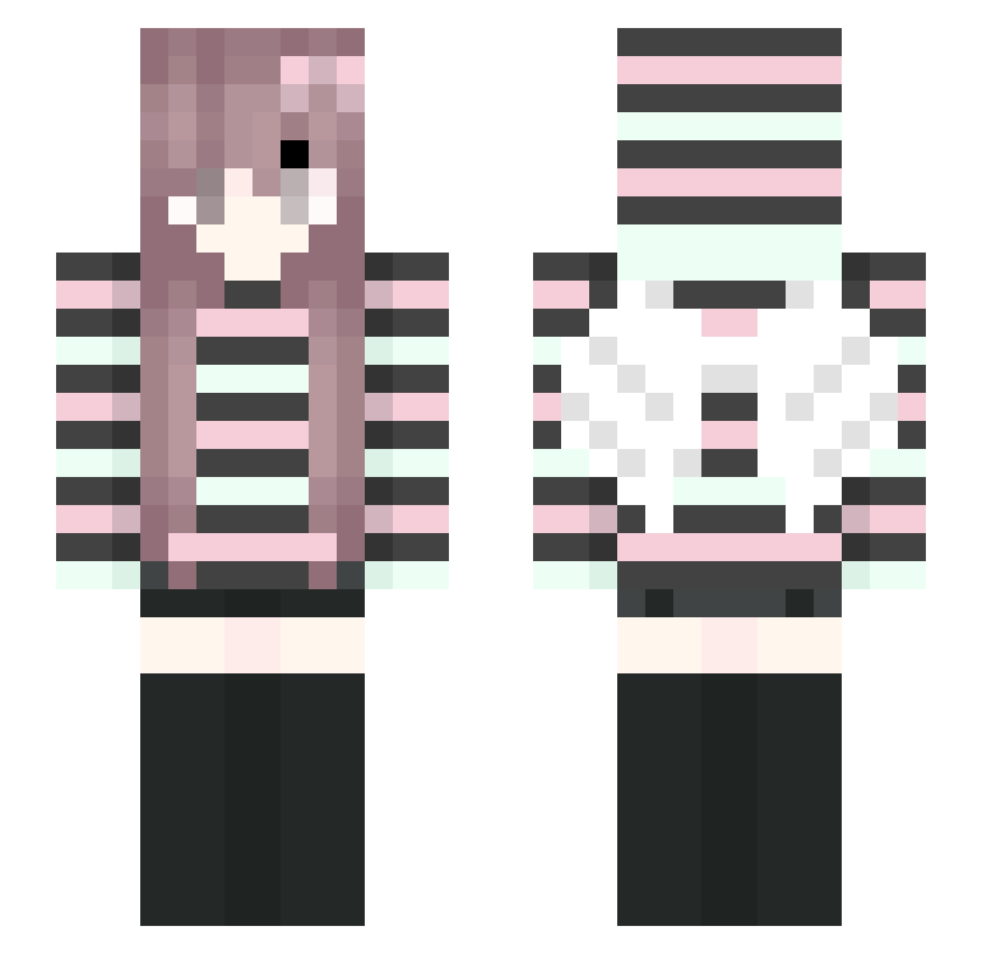 dnessa Minecraft skin, front and back view