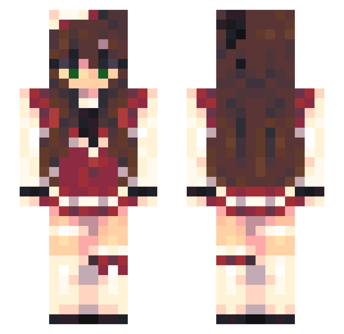 ZodiacRoses Minecraft skin, front and back view