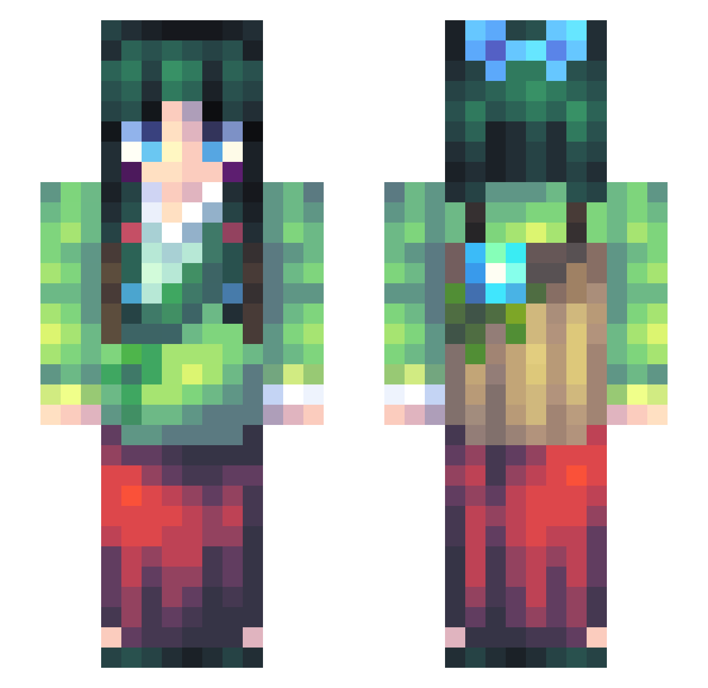 Myelish Minecraft skin, front and back view