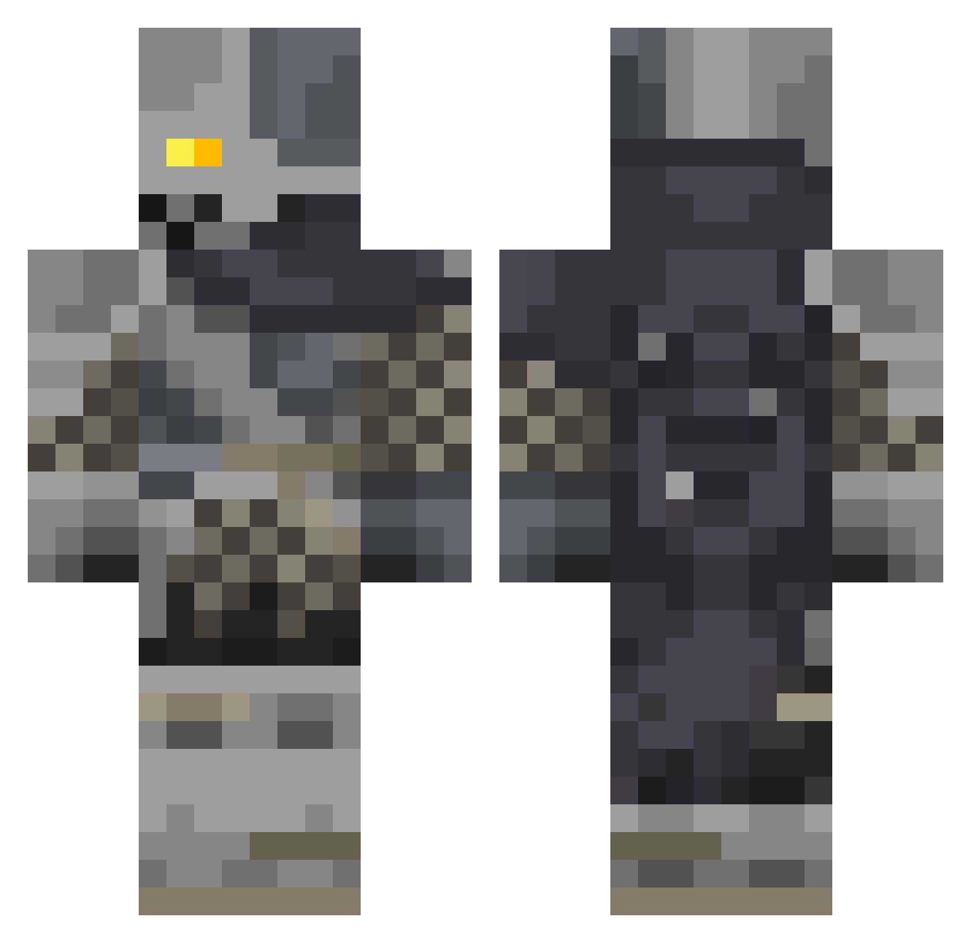 Hackaman Minecraft skin, front and back view