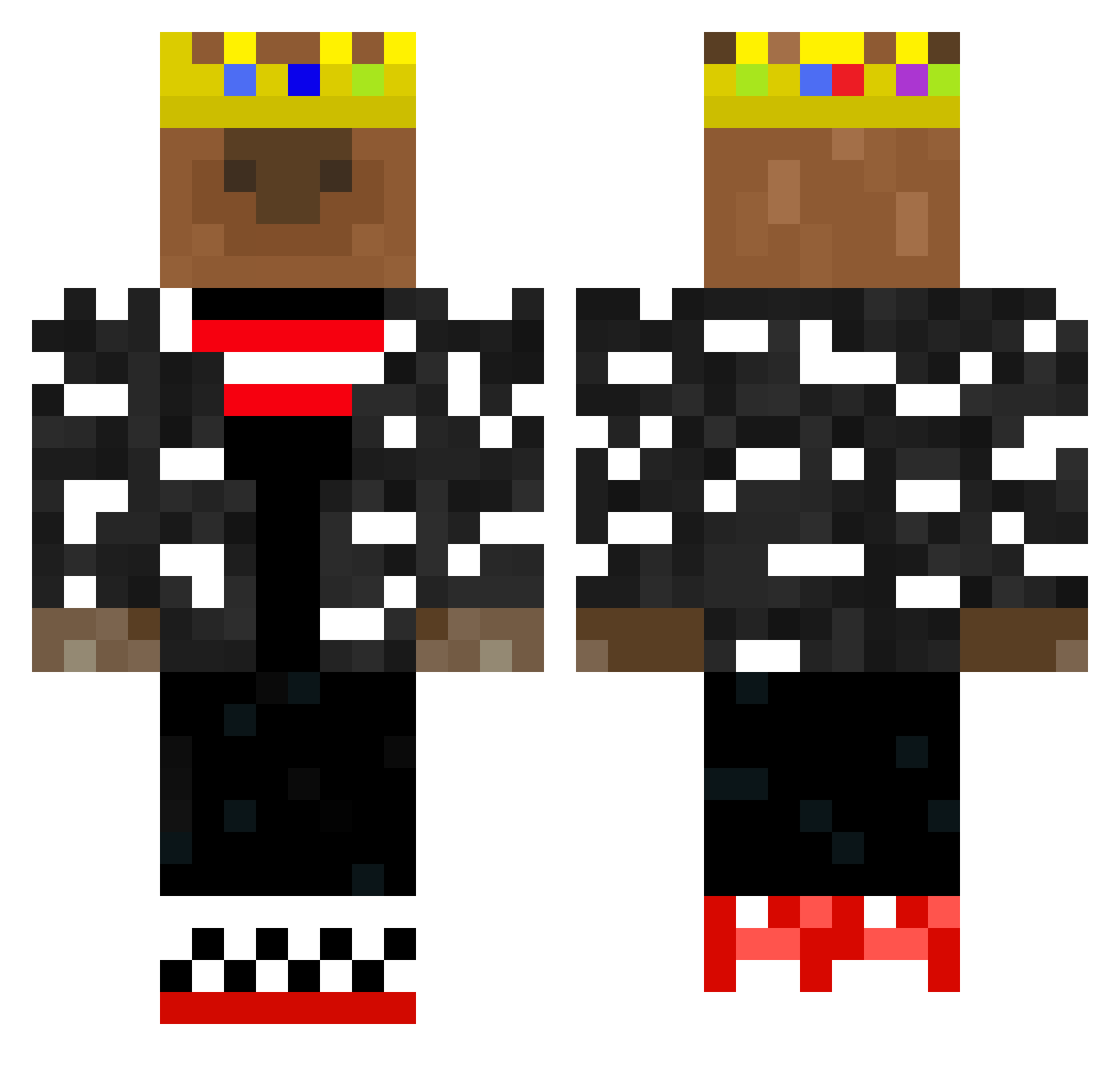 Rentoids Minecraft skin, front and back view