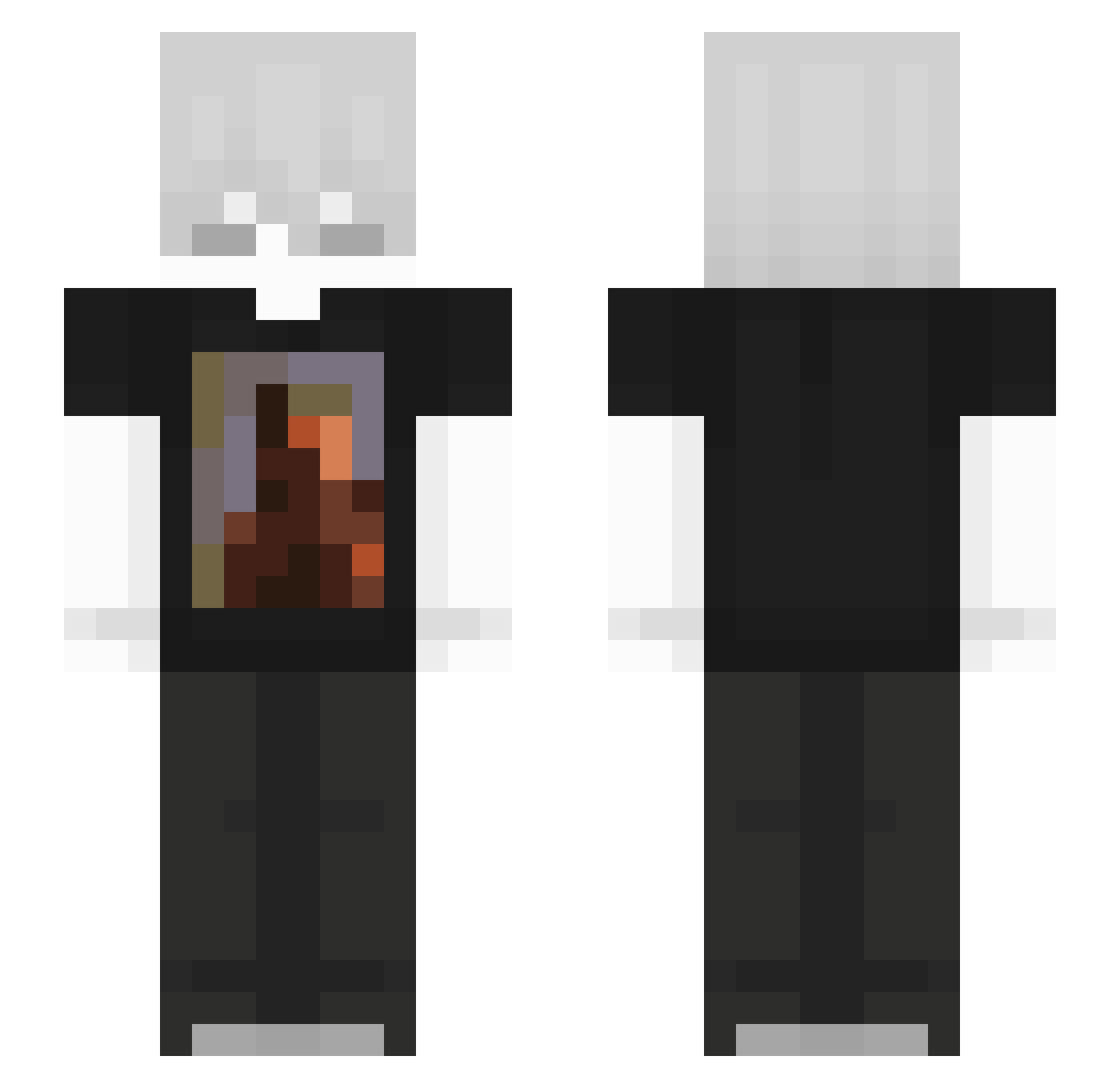 ptzu Minecraft skin, front and back view