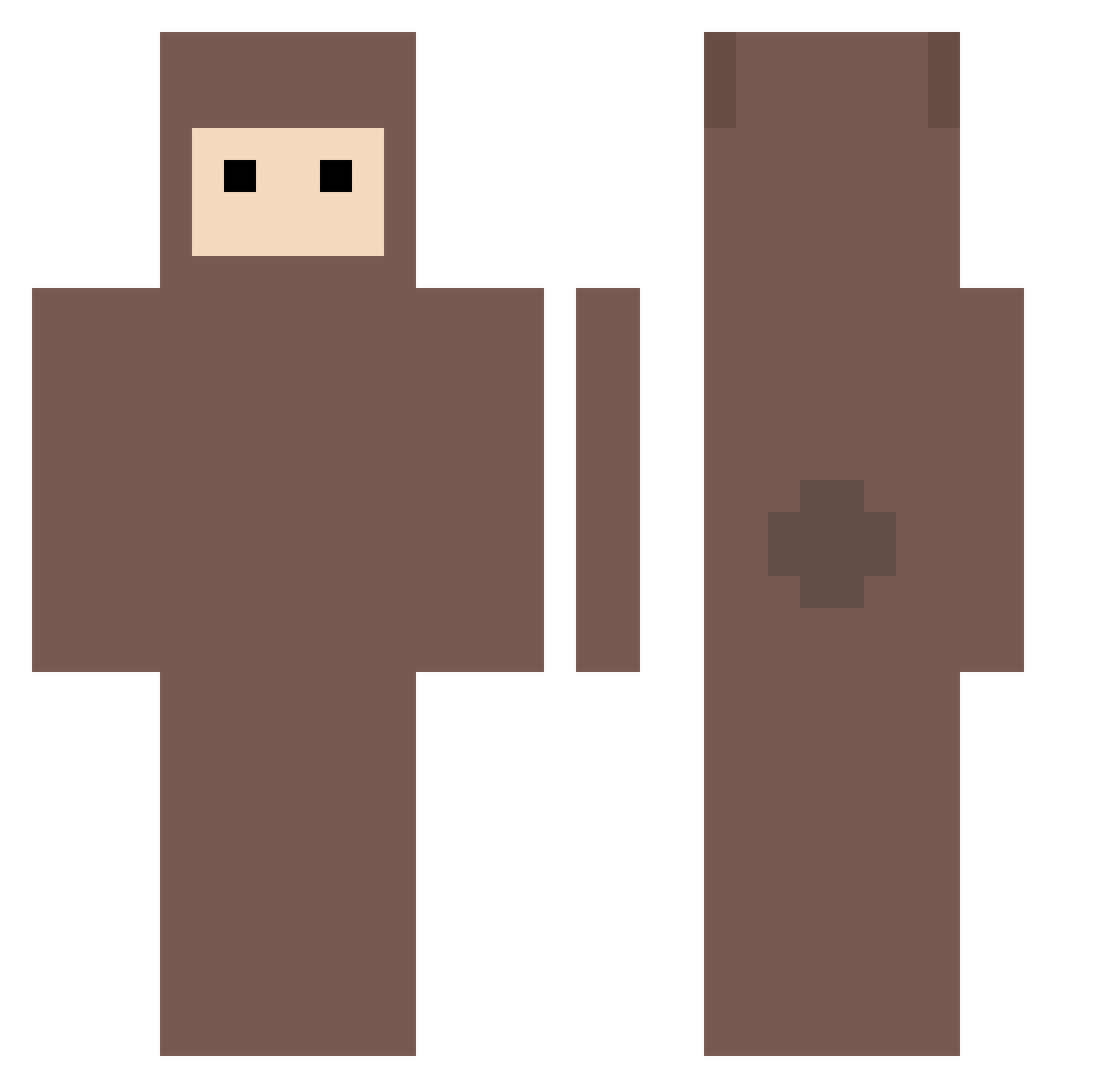 pupoo Minecraft skin, front and back view