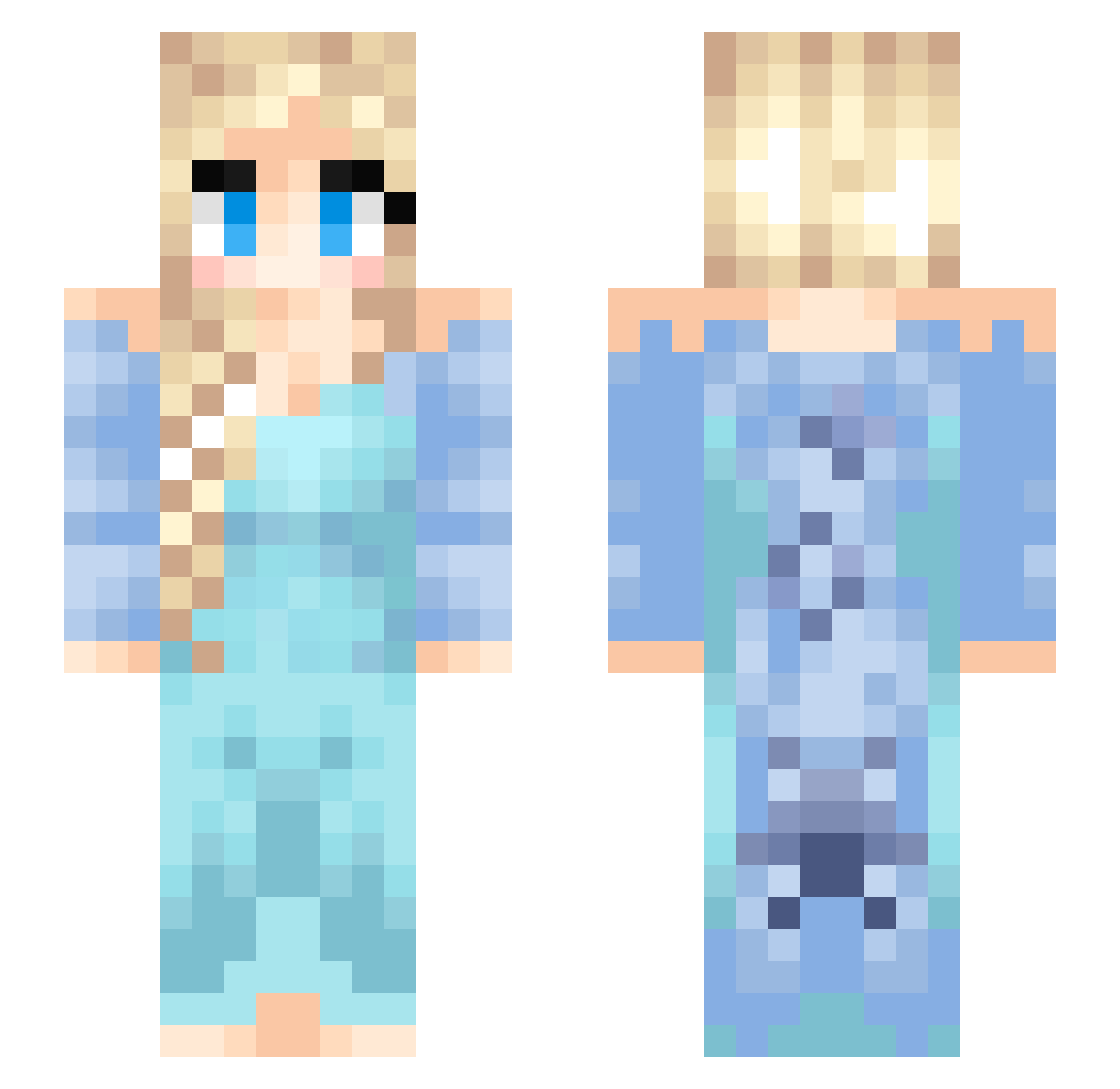 PrincessApricot_ Minecraft skin, front and back view
