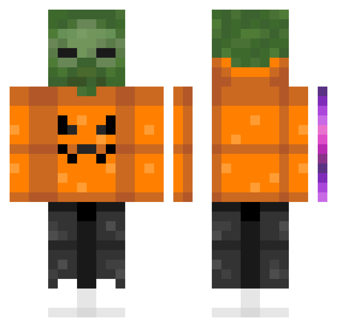 Superpose Minecraft skin, front and back view