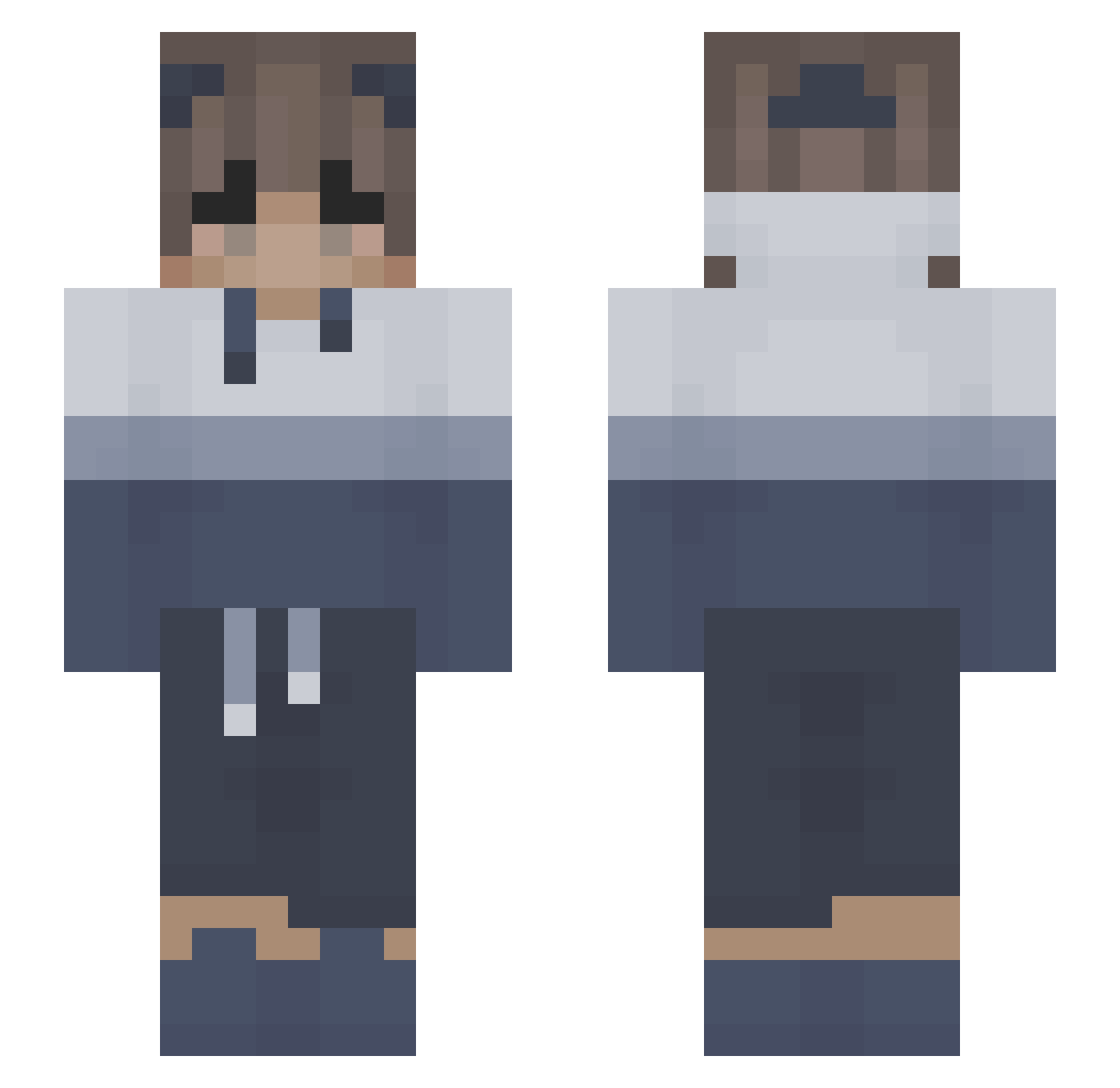 Psykodabaws Minecraft skin, front and back view