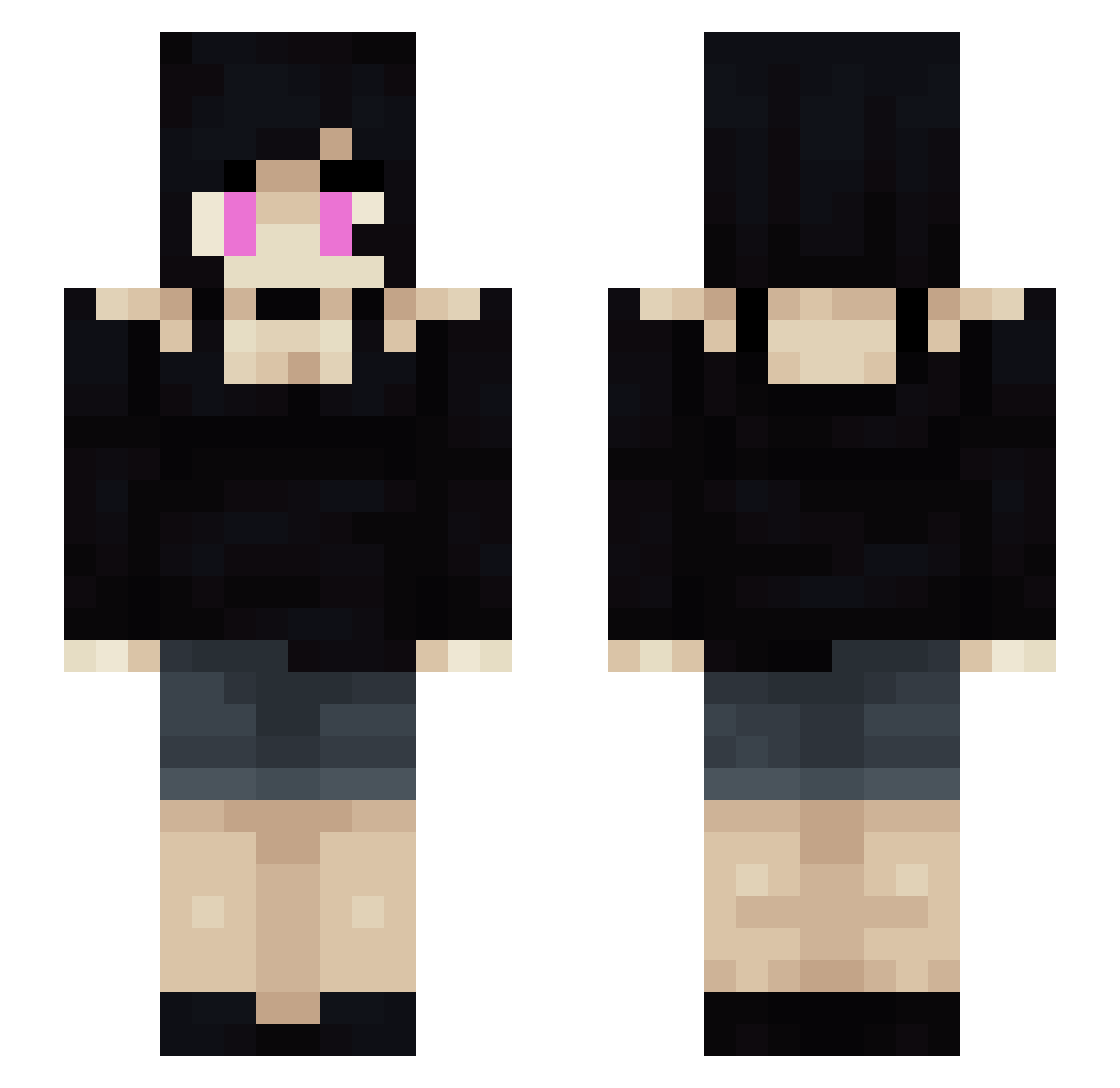 XqNc Minecraft skin, front and back view