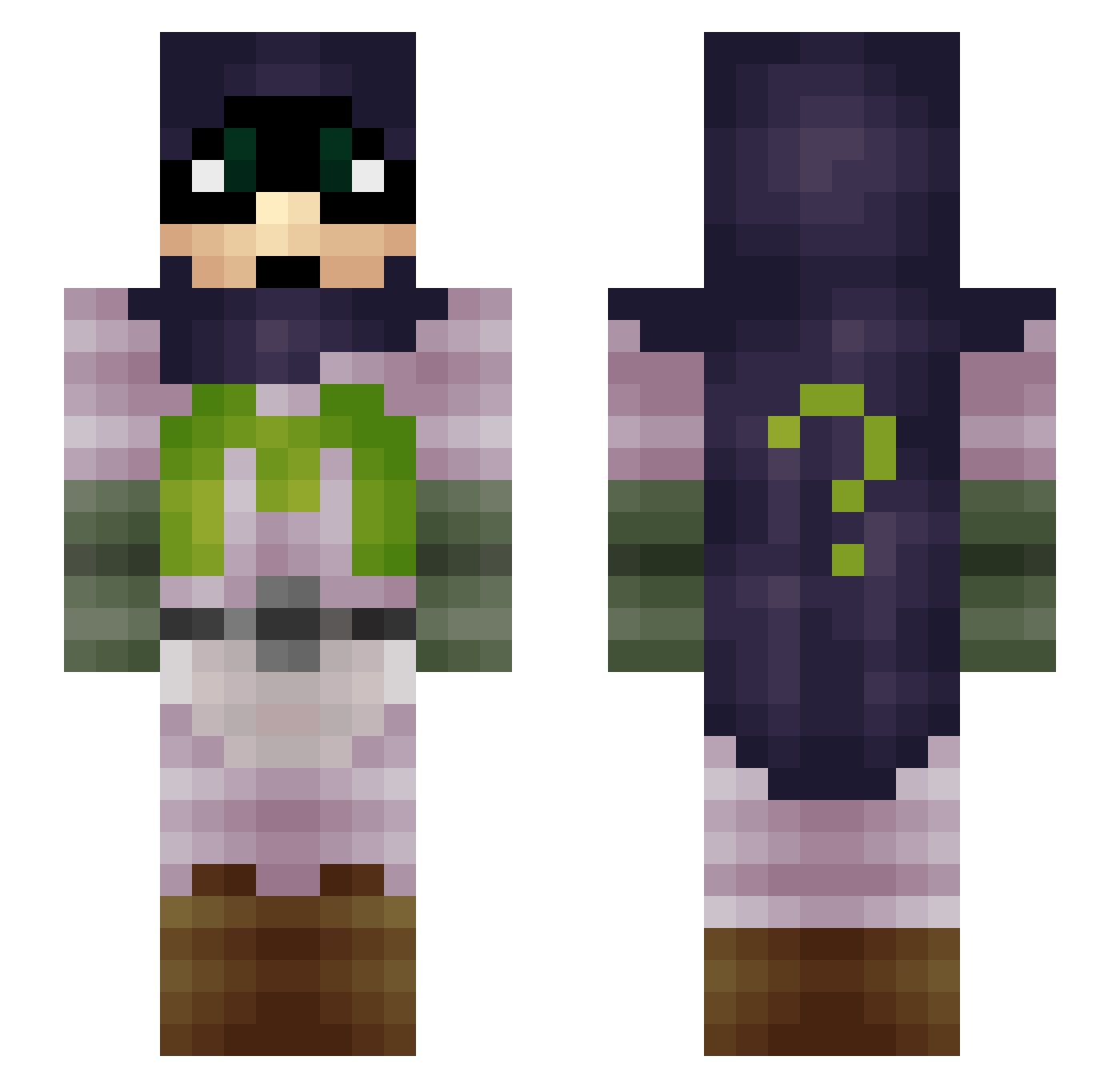 AsteDroid01 Minecraft skin, front and back view